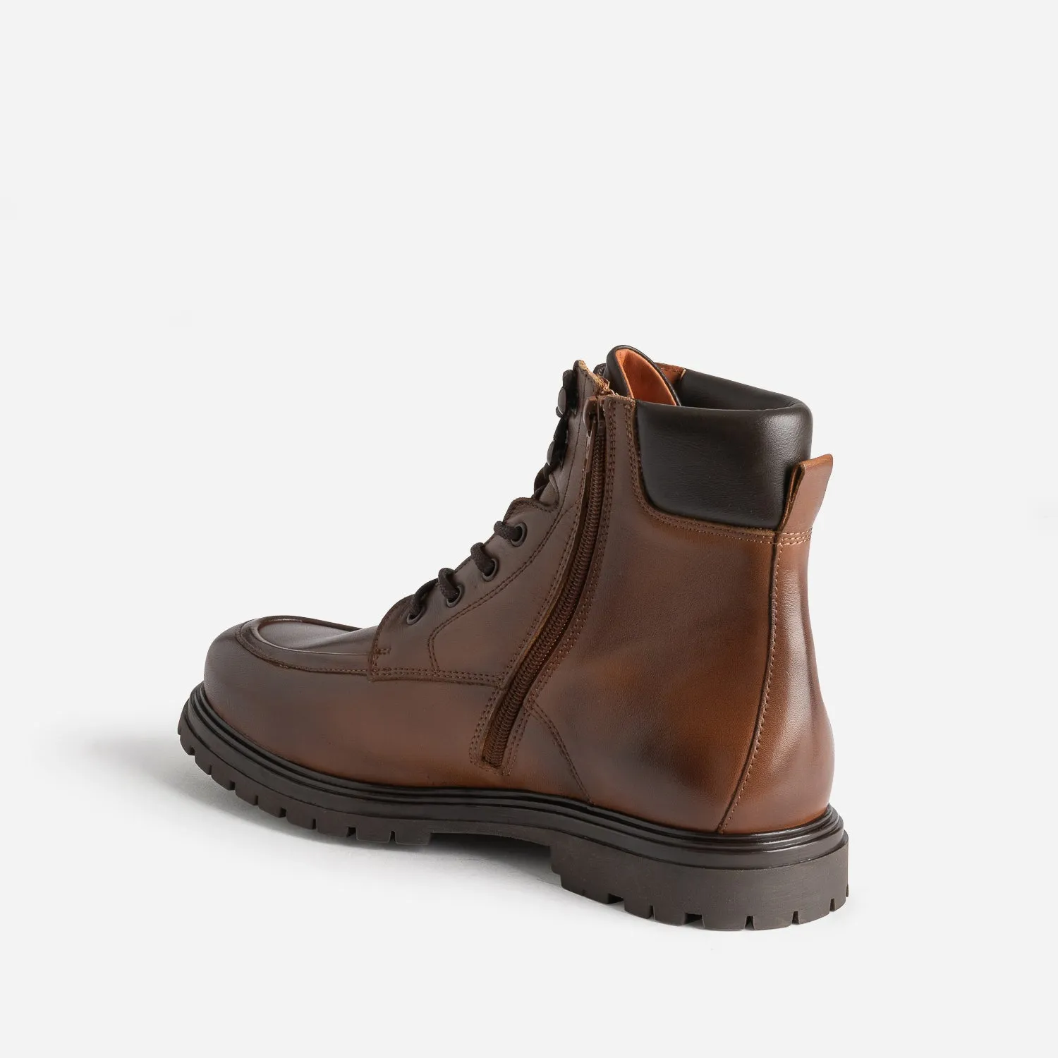 Boots à lacet cognac en cuir - Boots Homme | ERAM