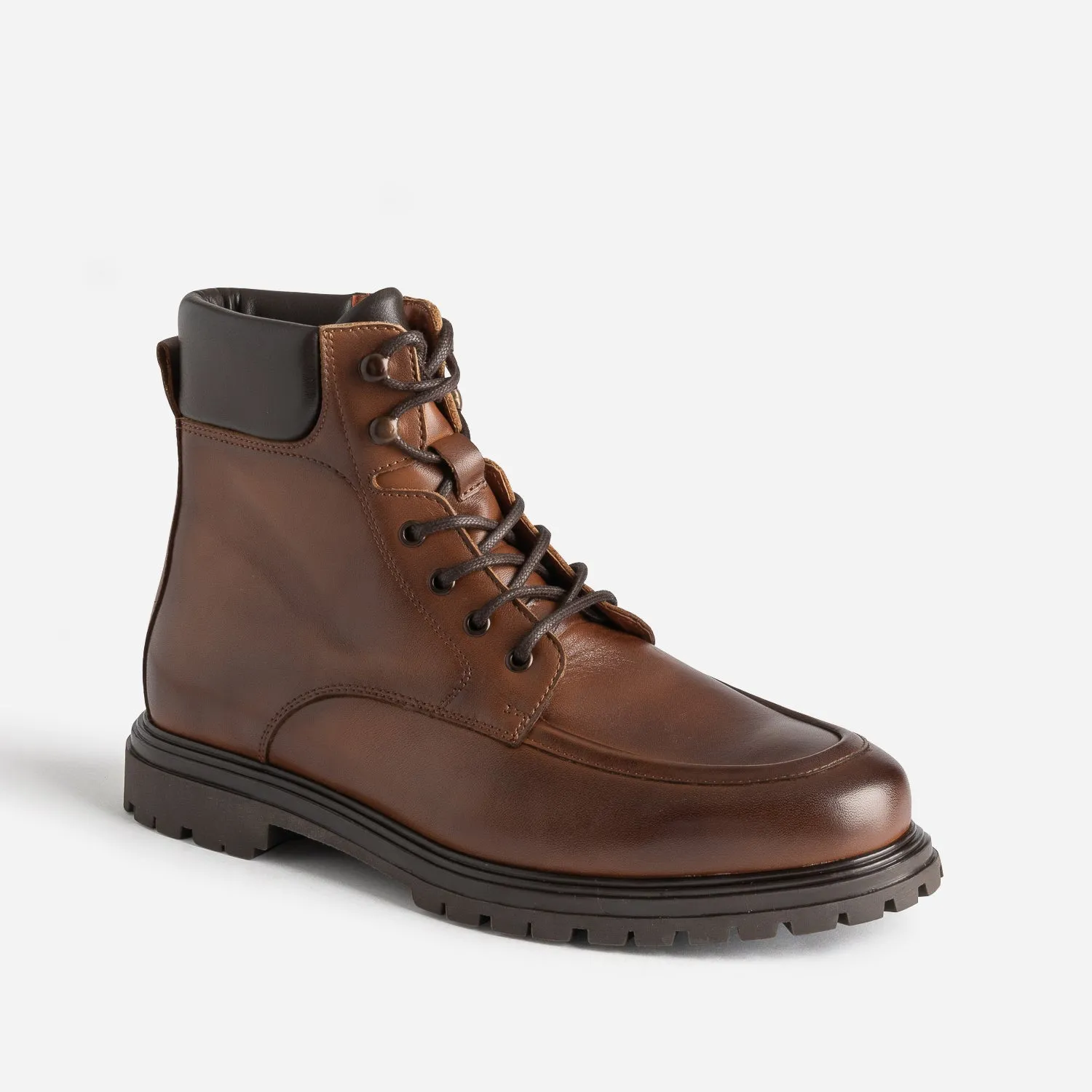 Boots à lacet cognac en cuir - Boots Homme | ERAM