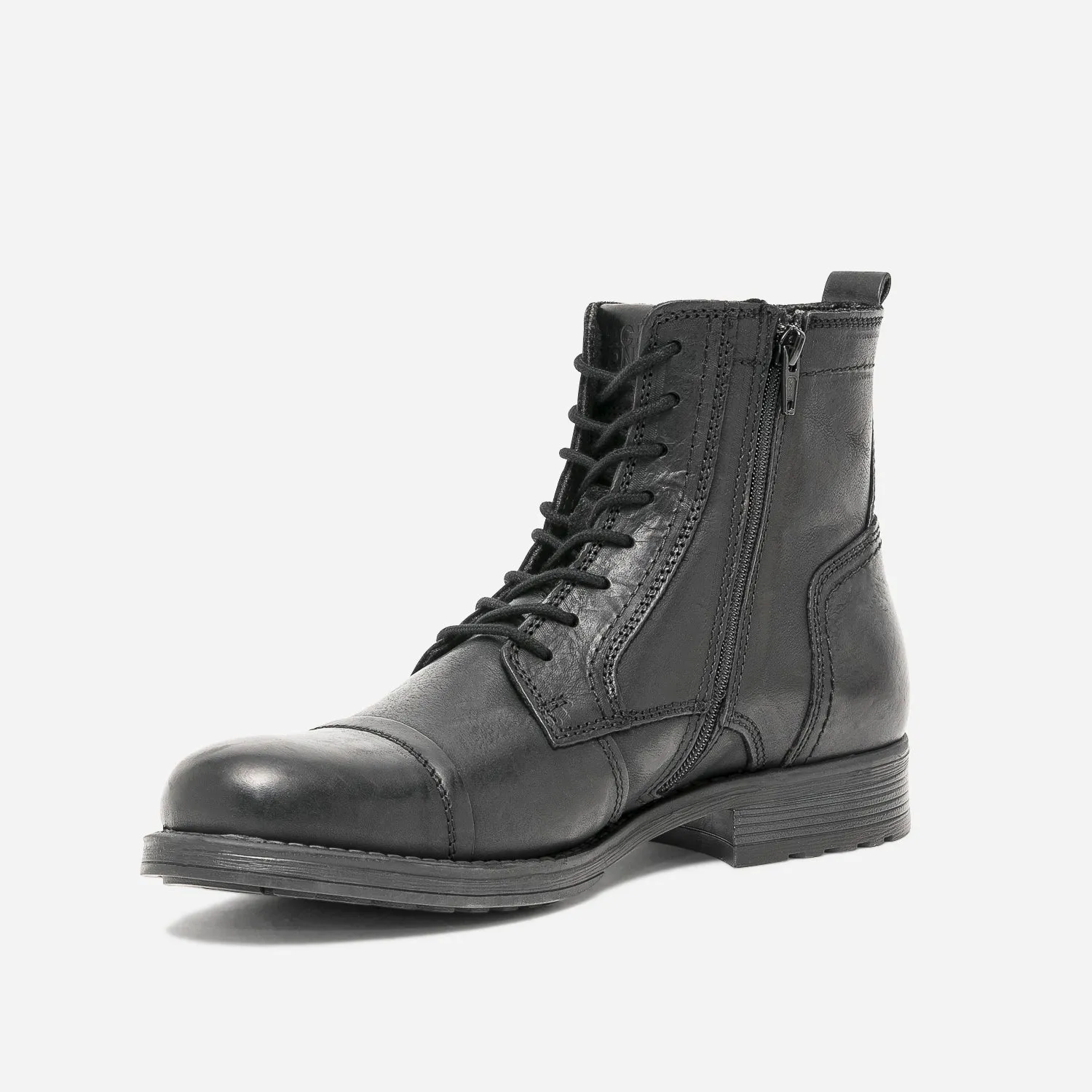 Boots à lacet JACK & JONES noir en cuir - Boots Homme | ERAM