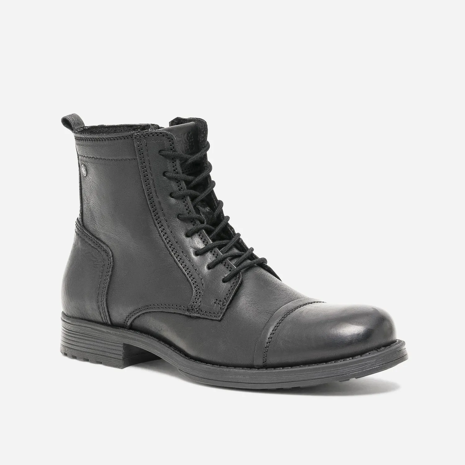 Boots à lacet JACK & JONES noir en cuir - Boots Homme | ERAM