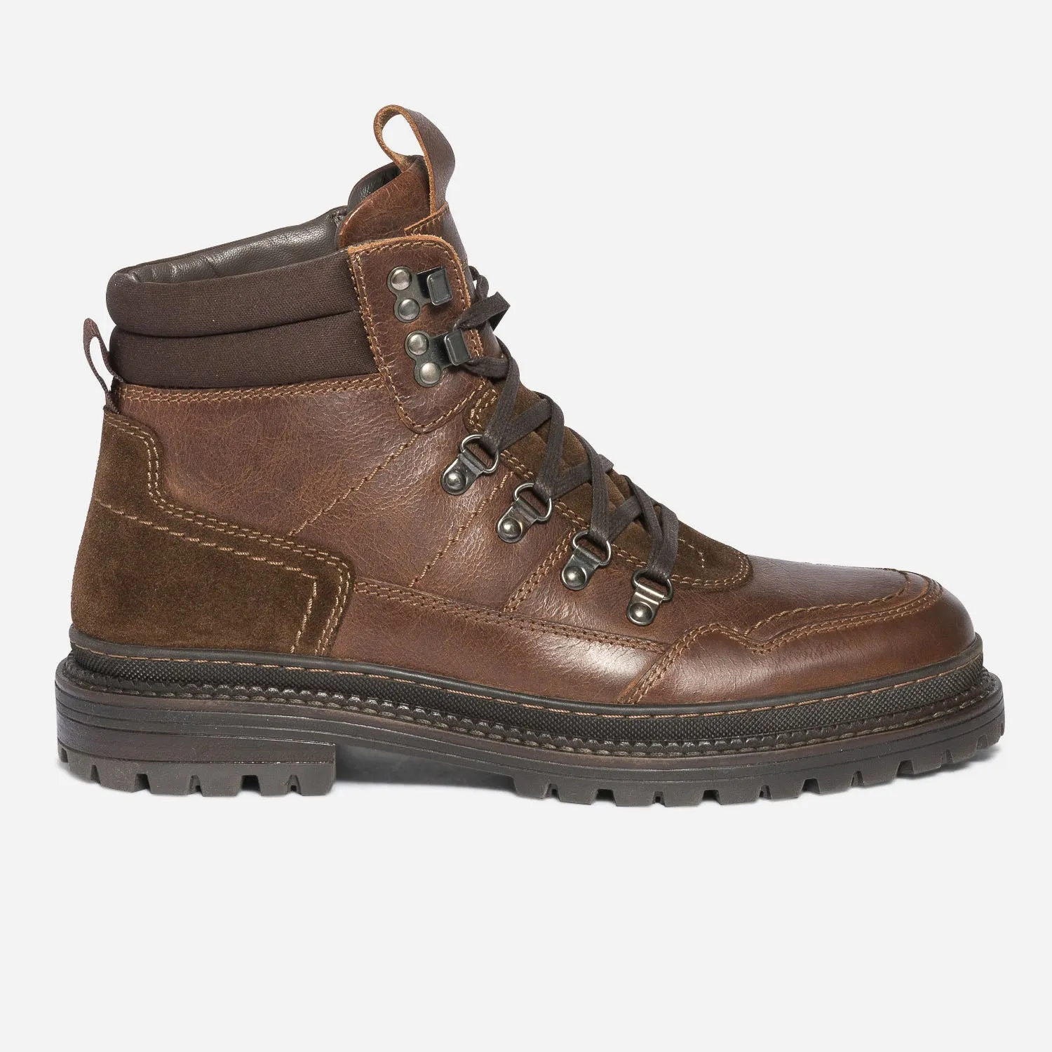 Boots à lacet marron en cuir esprit montagne - Boots Homme | ERAM