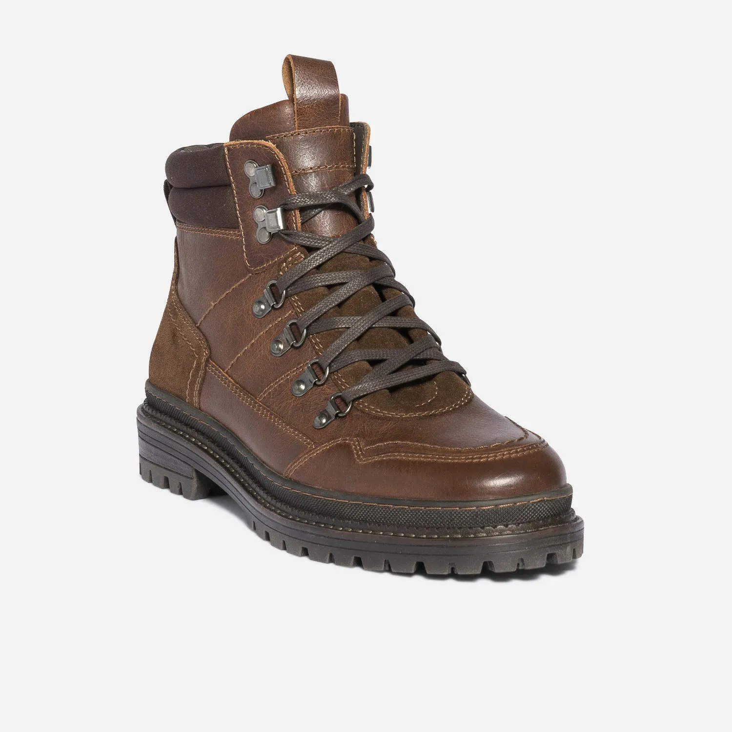 Boots à lacet marron en cuir esprit montagne - Boots Homme | ERAM