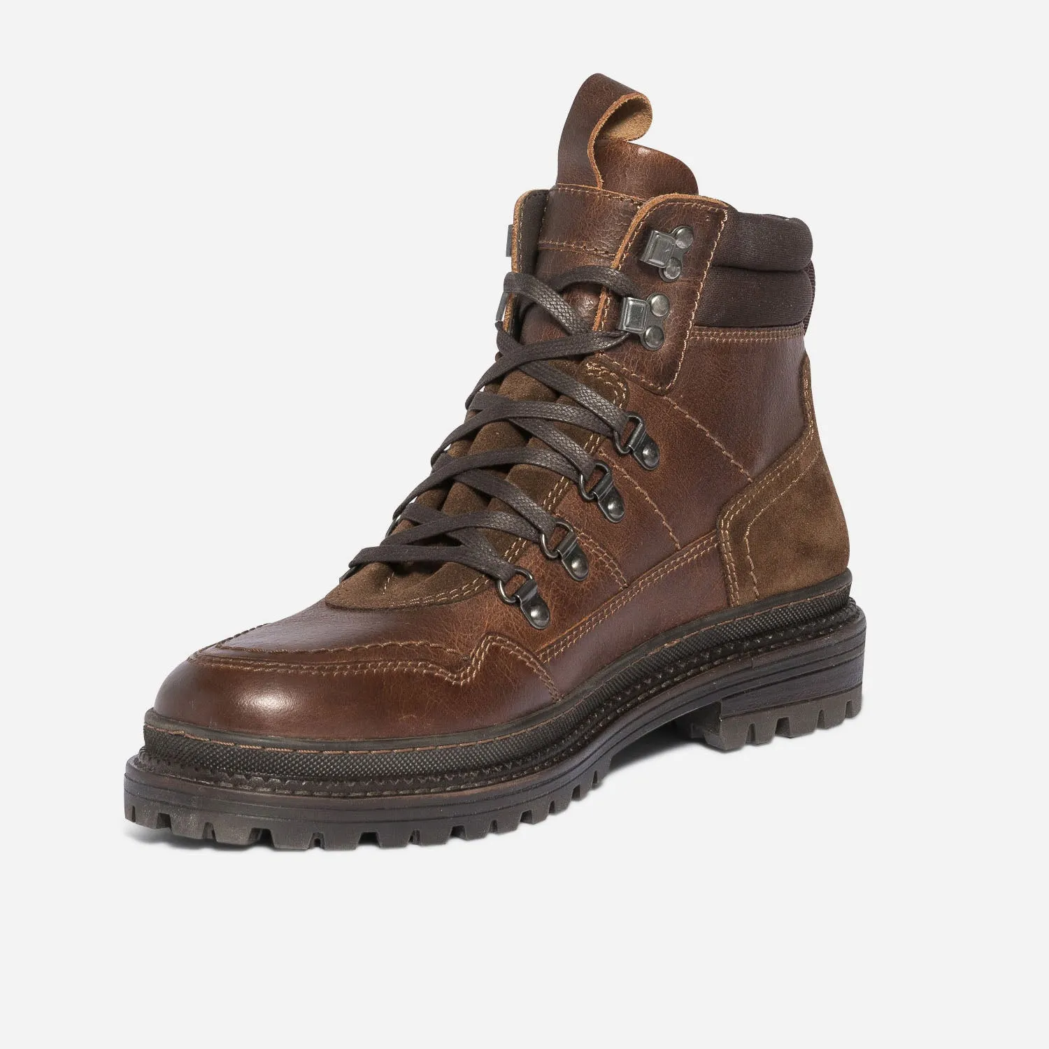 Boots à lacet marron en cuir esprit montagne - Boots Homme | ERAM