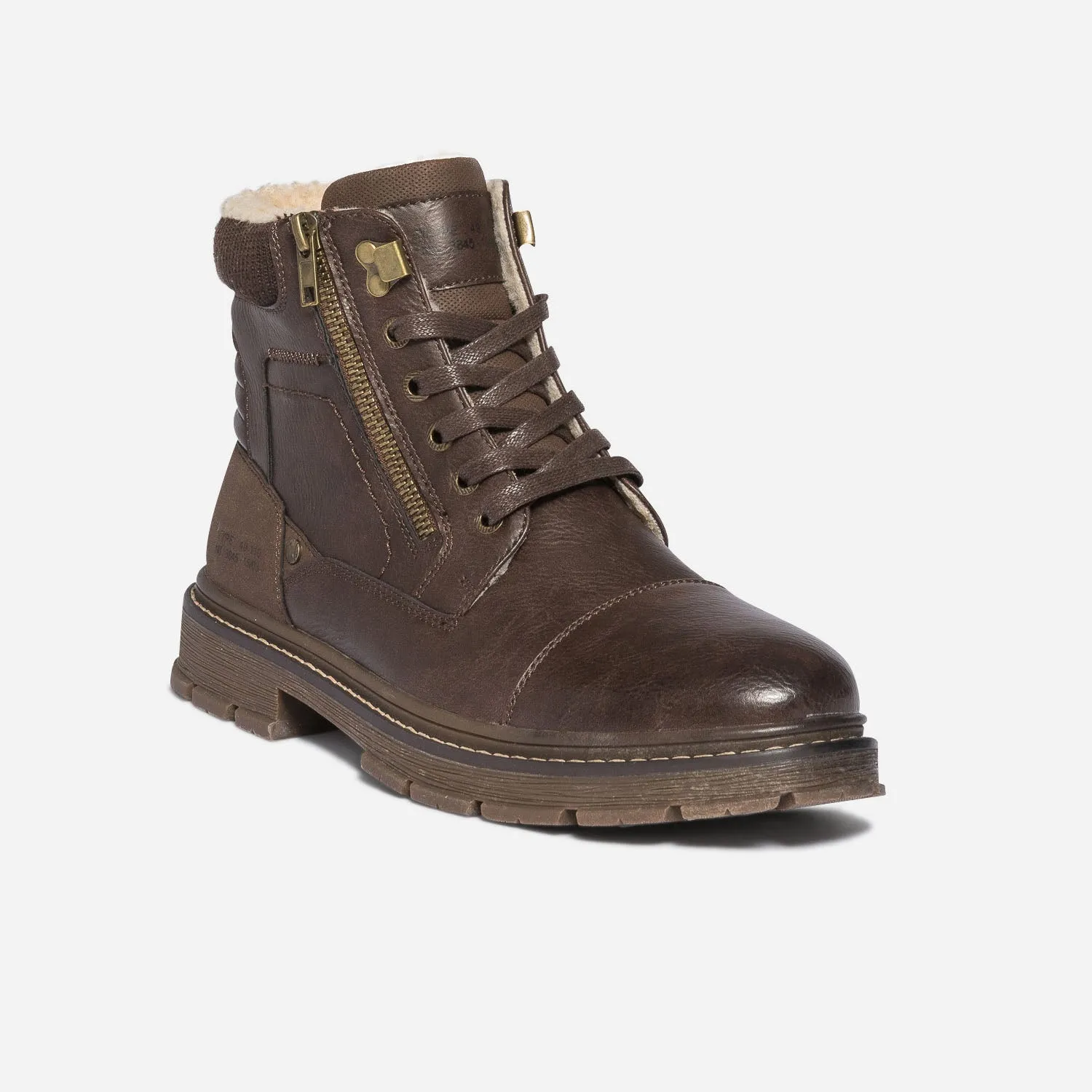 Boots à lacet marron en cuir fourré - Boots Homme | ERAM