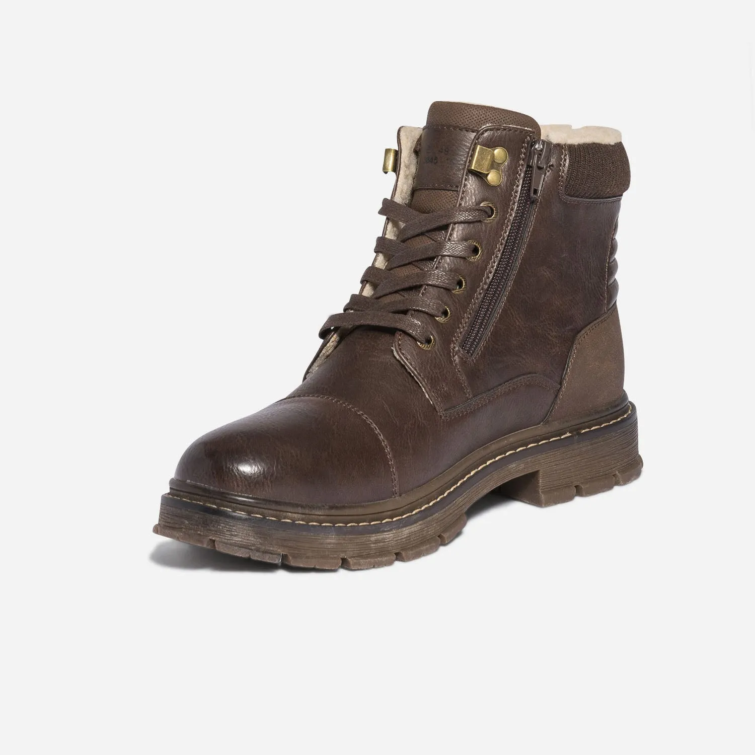 Boots à lacet marron en cuir fourré - Boots Homme | ERAM