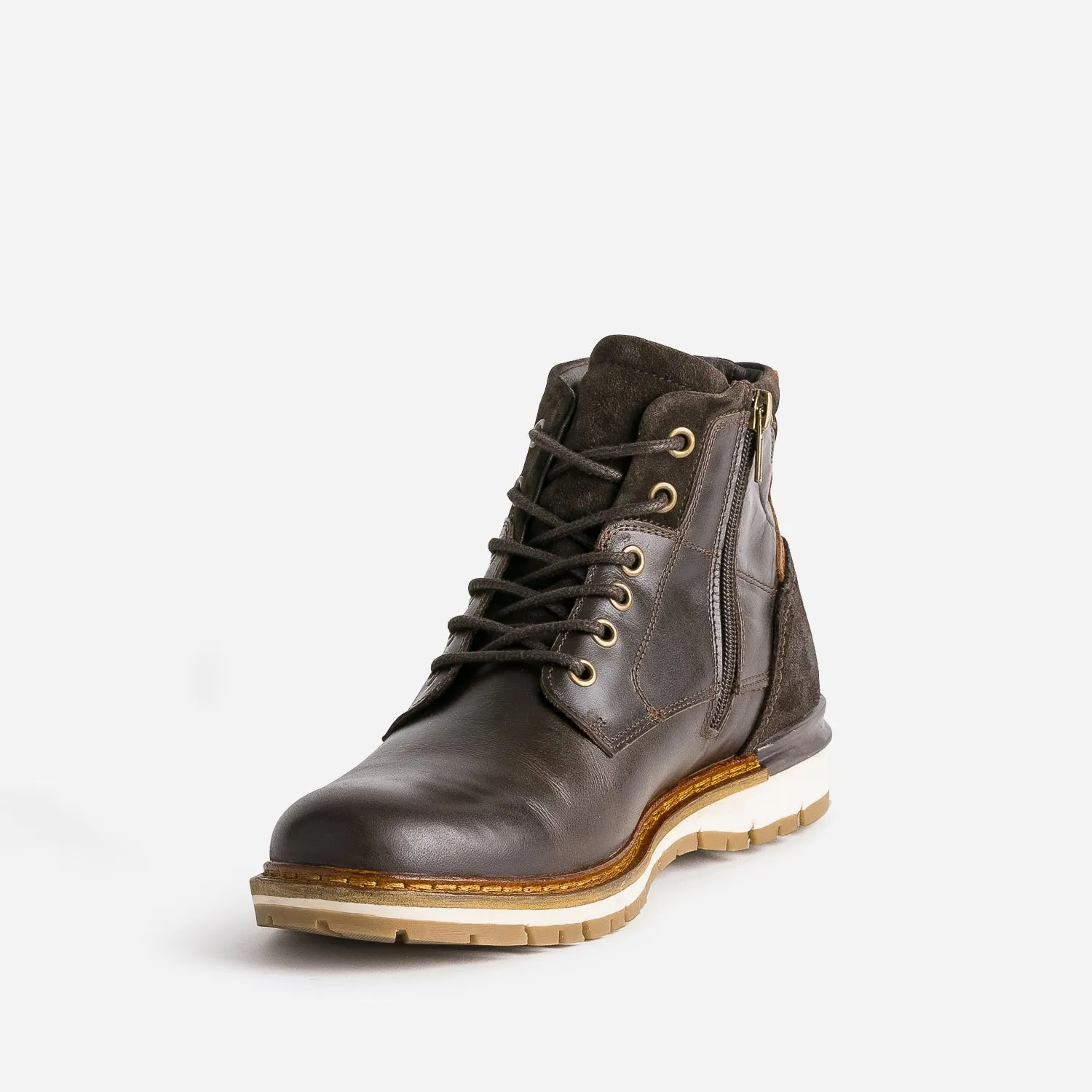 Boots à lacet marron foncé en cuir - Boots Homme | ERAM