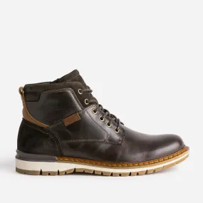 Boots à lacet marron foncé en cuir - Boots Homme | ERAM