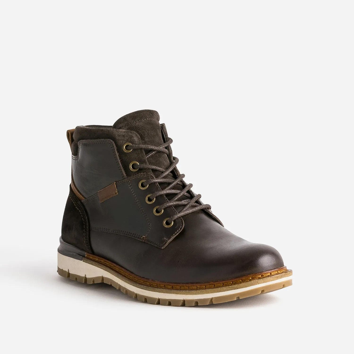 Boots à lacet marron foncé en cuir - Boots Homme | ERAM