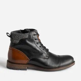 Boots à lacet noir et cognac en cuir - Boots Homme | ERAM