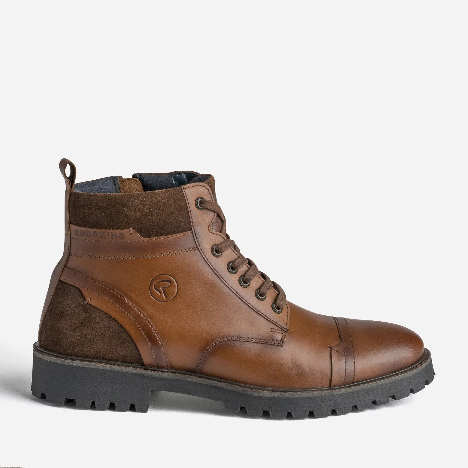 Boots à lacet REDSKINS cognac en cuir - Boots Homme | ERAM