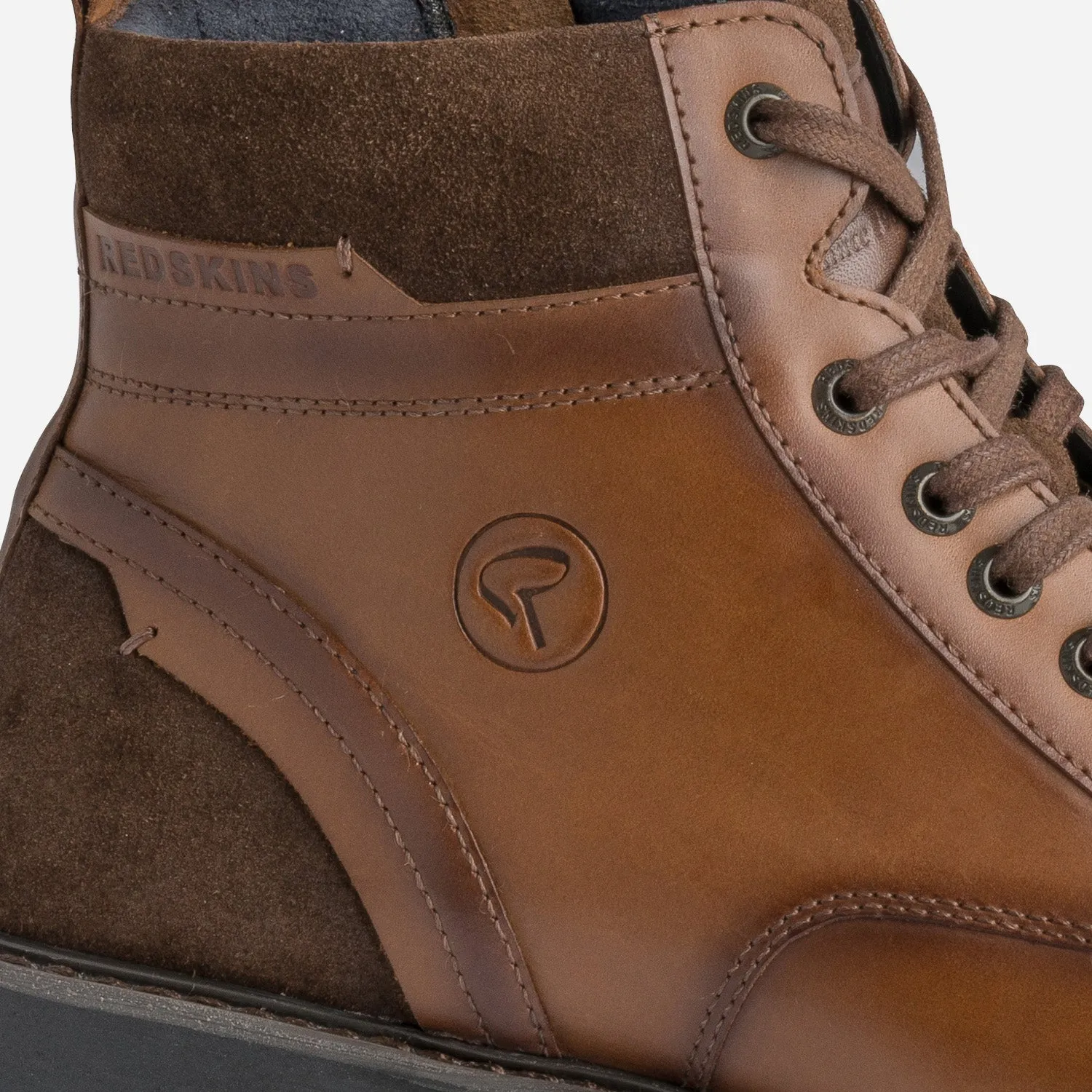 Boots à lacet REDSKINS cognac en cuir - Boots Homme | ERAM