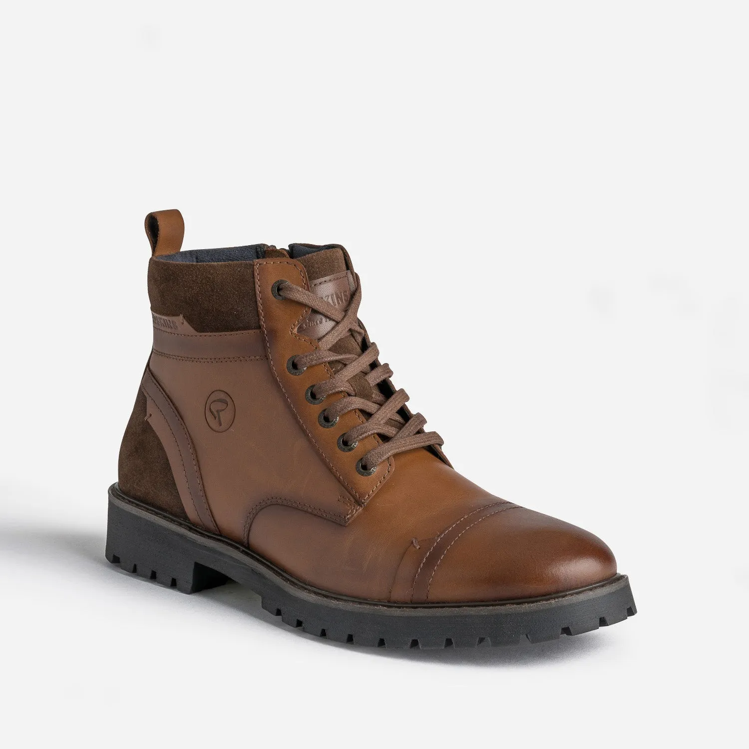 Boots à lacet REDSKINS cognac en cuir - Boots Homme | ERAM