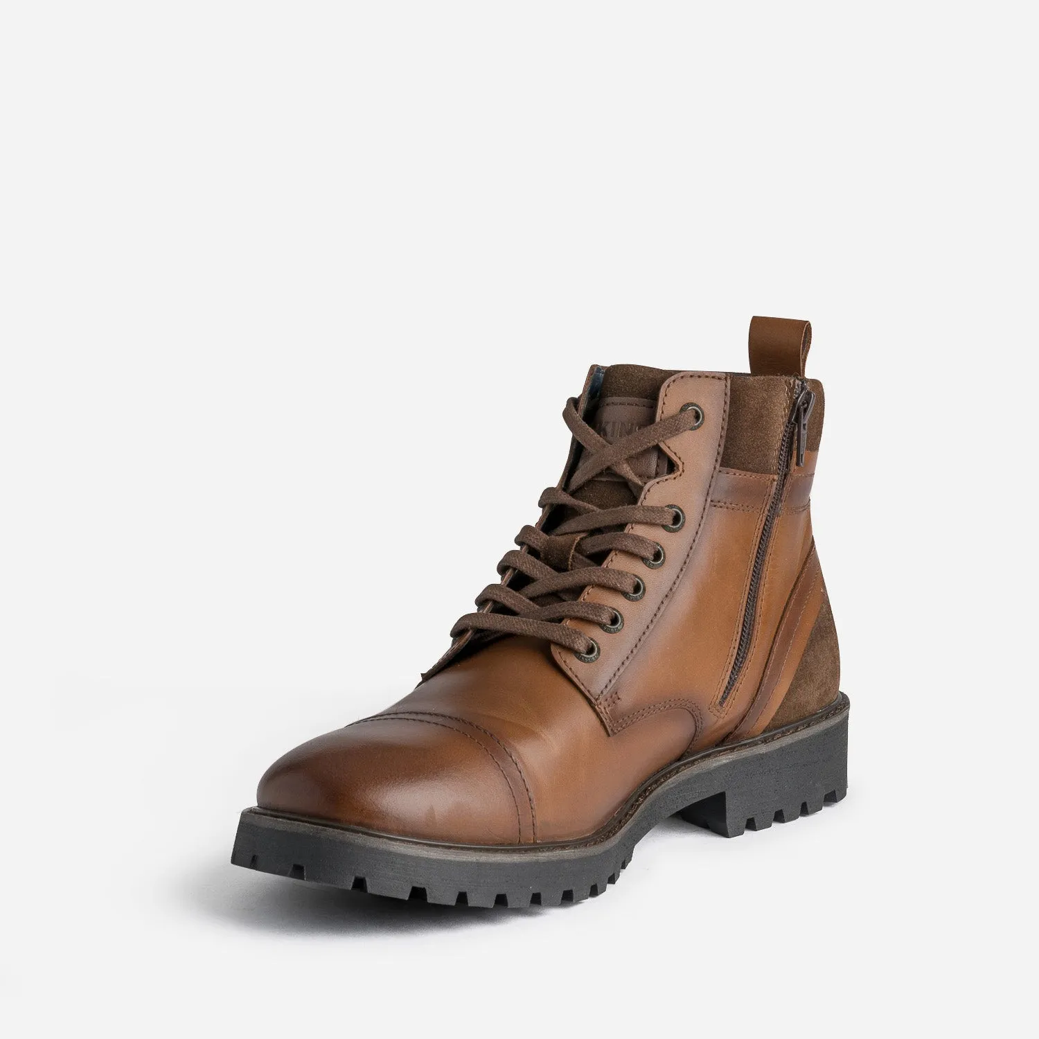 Boots à lacet REDSKINS cognac en cuir - Boots Homme | ERAM