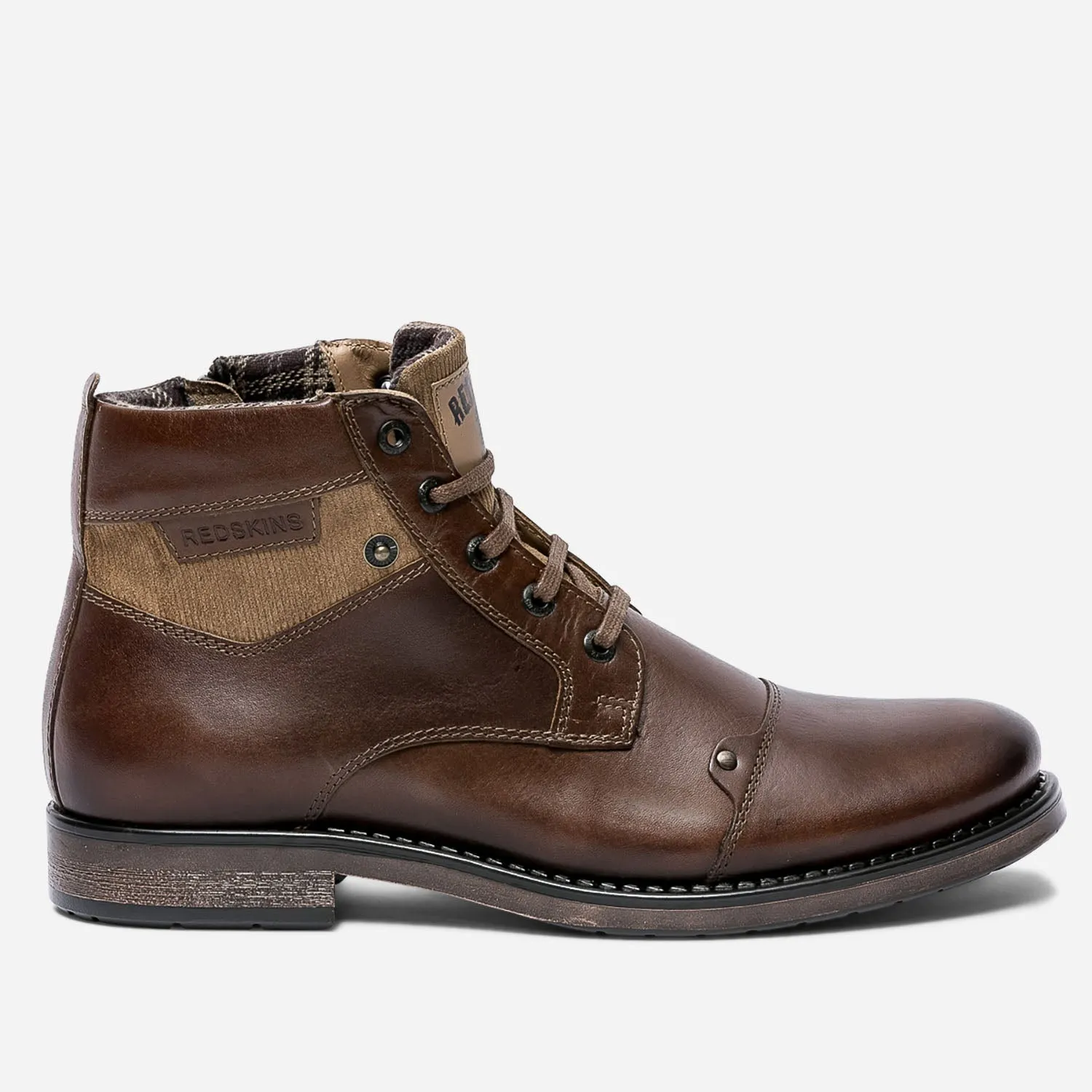 Boots à lacet REDSKINS marron en cuir - Boots Homme | ERAM