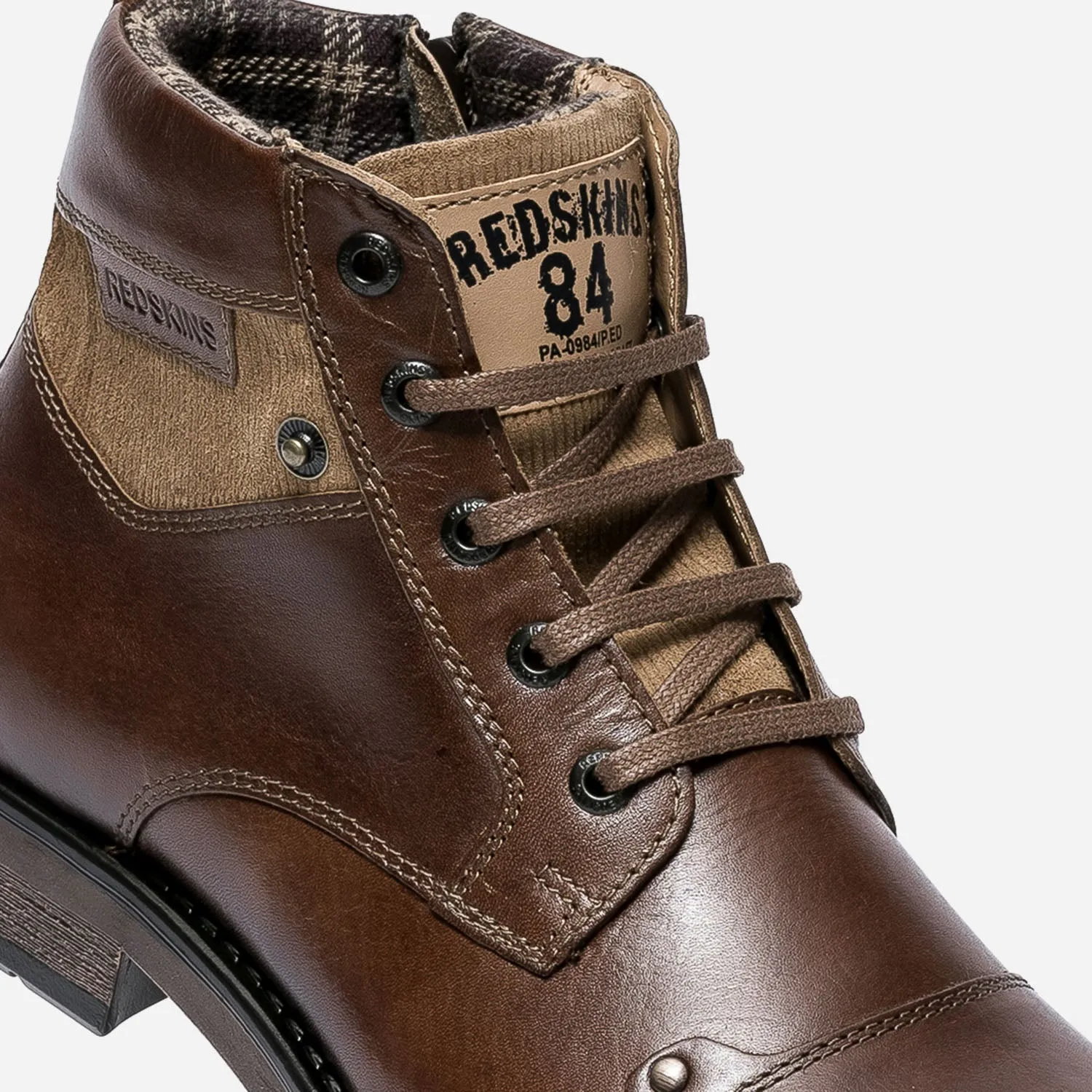 Boots à lacet REDSKINS marron en cuir - Boots Homme | ERAM