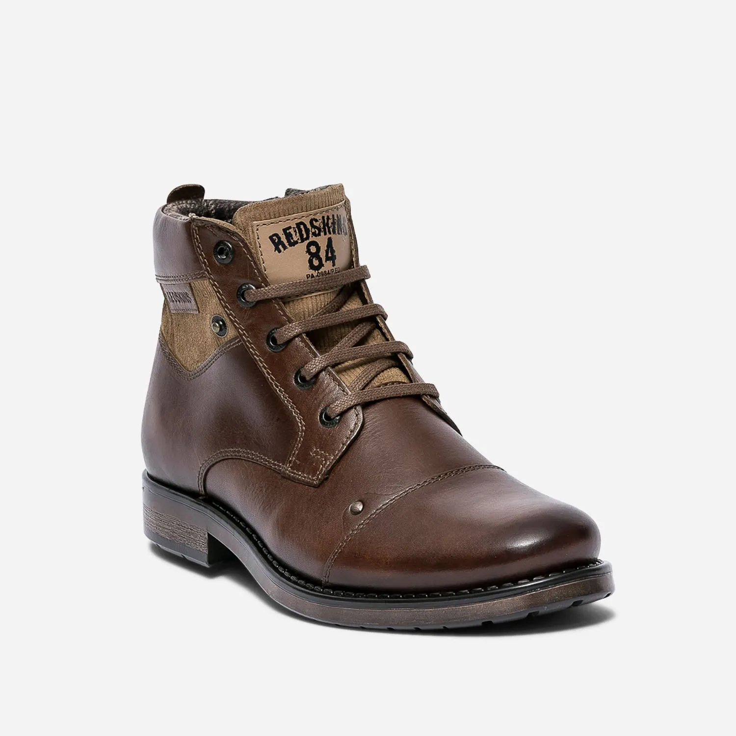 Boots à lacet REDSKINS marron en cuir - Boots Homme | ERAM