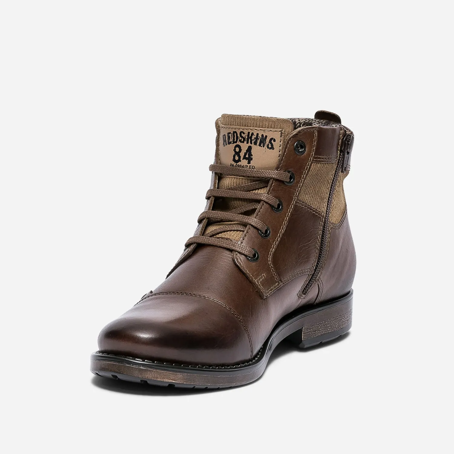 Boots à lacet REDSKINS marron en cuir - Boots Homme | ERAM