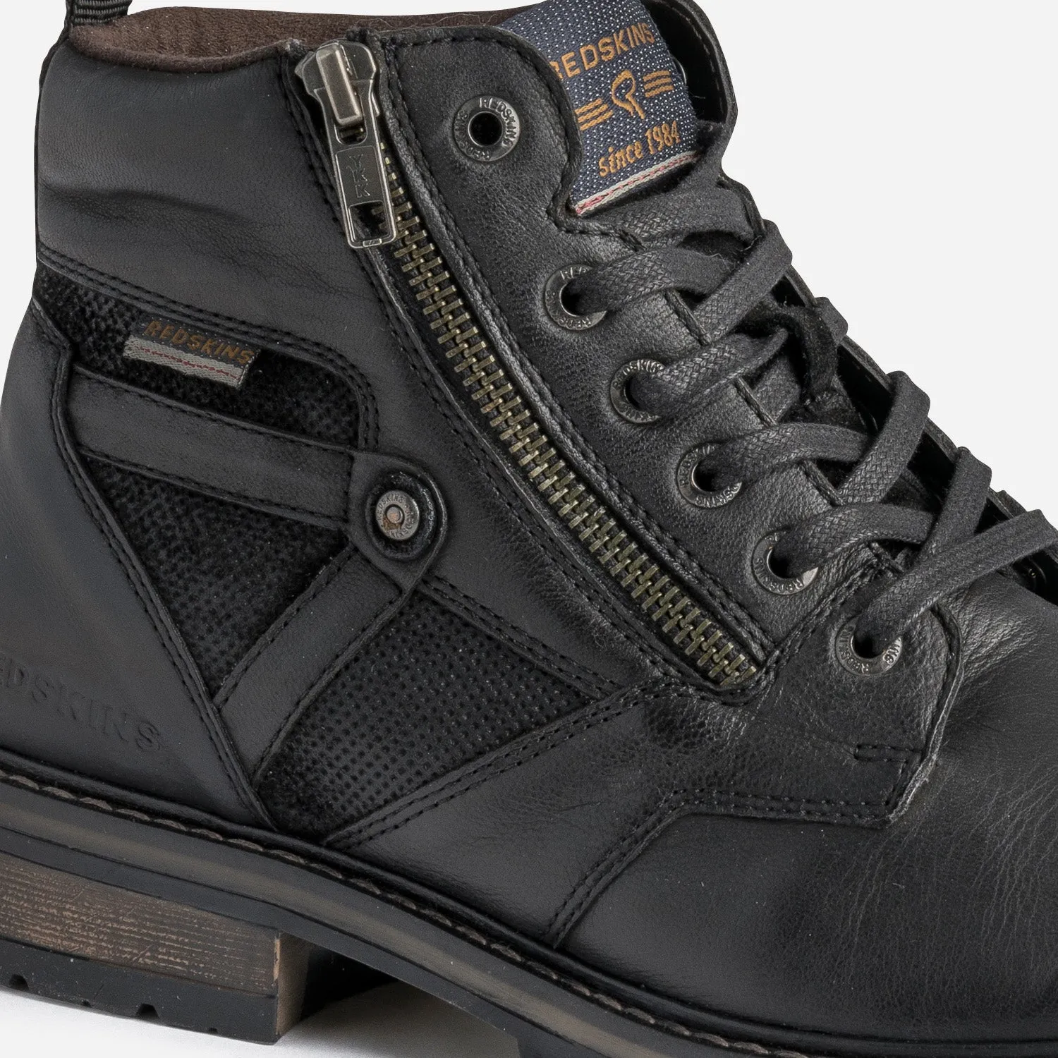 Boots à lacet REDSKINS noir en cuir - Boots Homme | ERAM