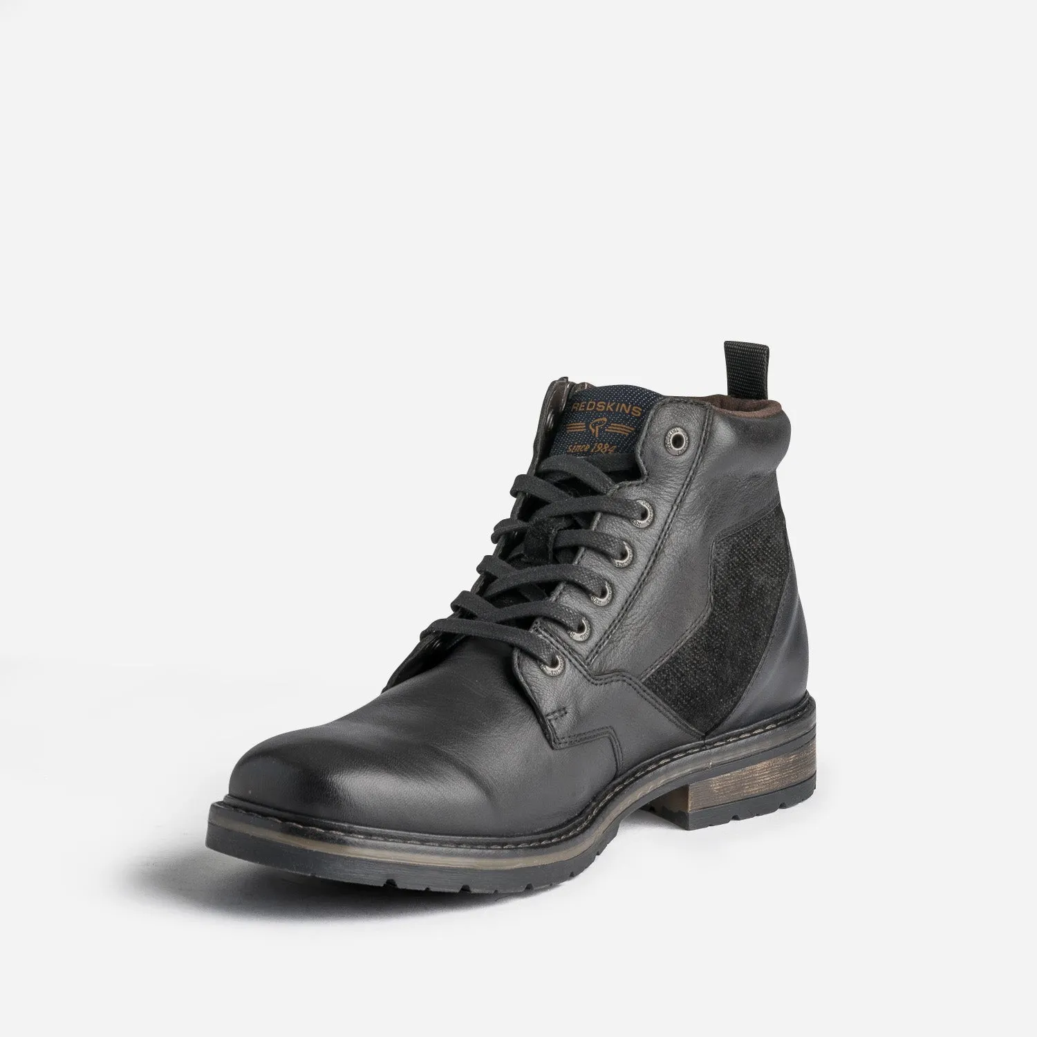 Boots à lacet REDSKINS noir en cuir - Boots Homme | ERAM