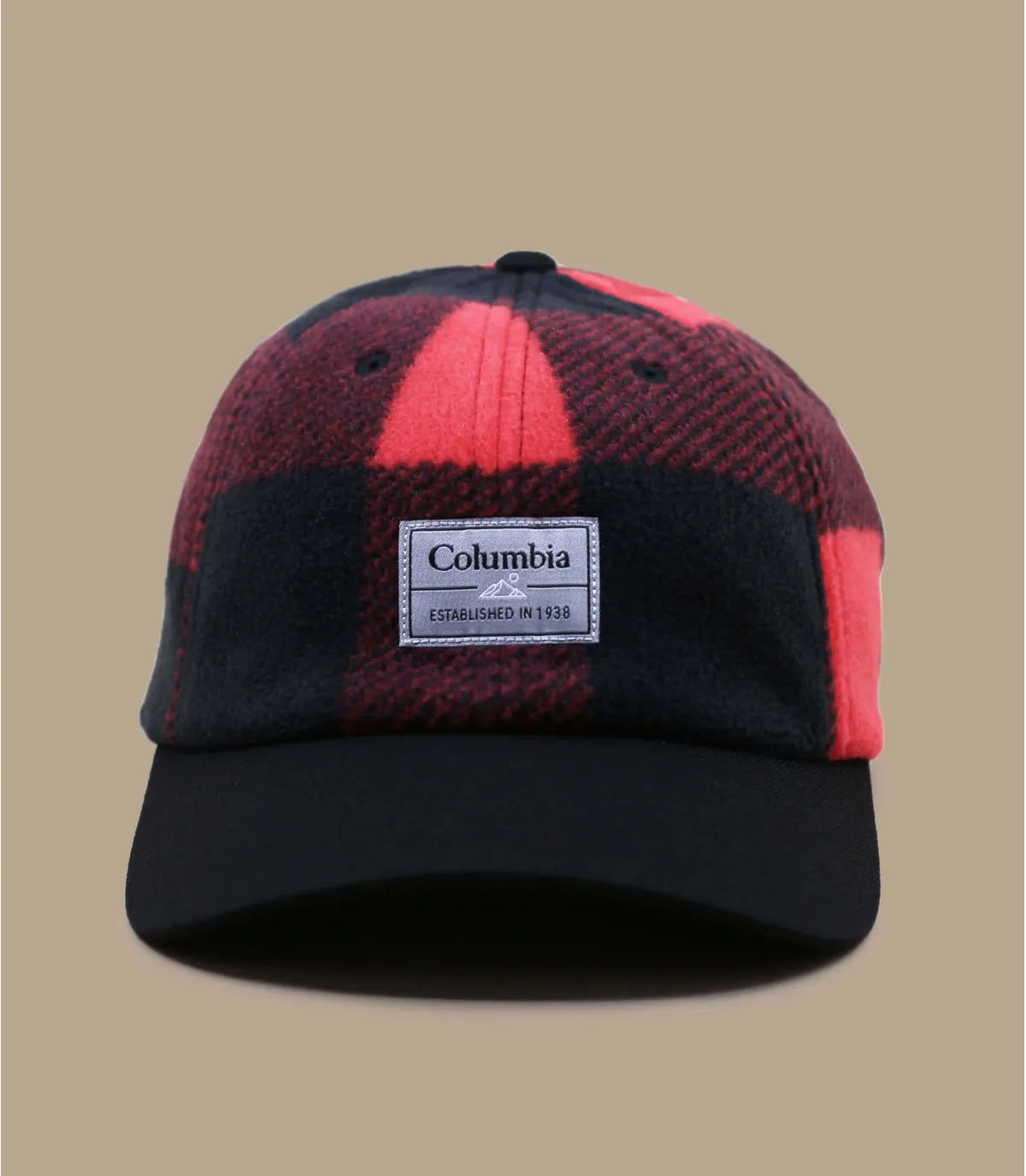 casquette curve rouge carreaux - CSC II Fleece black mountain red check Columbia : Headict