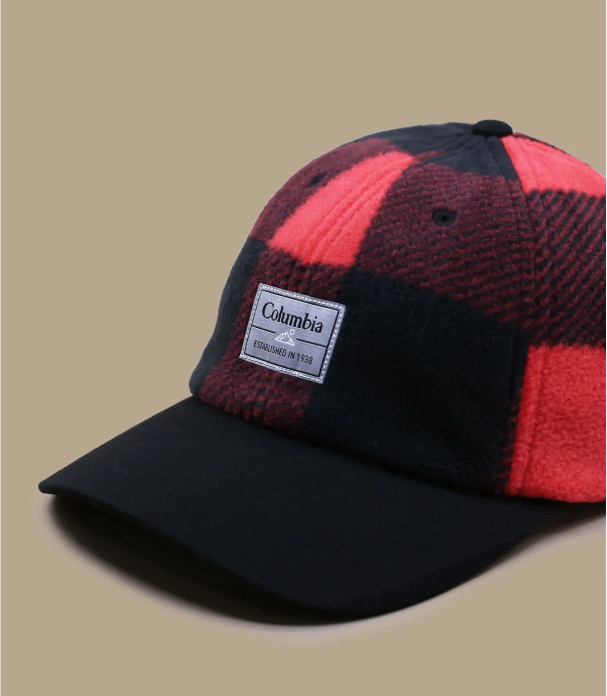 casquette curve rouge carreaux - CSC II Fleece black mountain red check Columbia : Headict