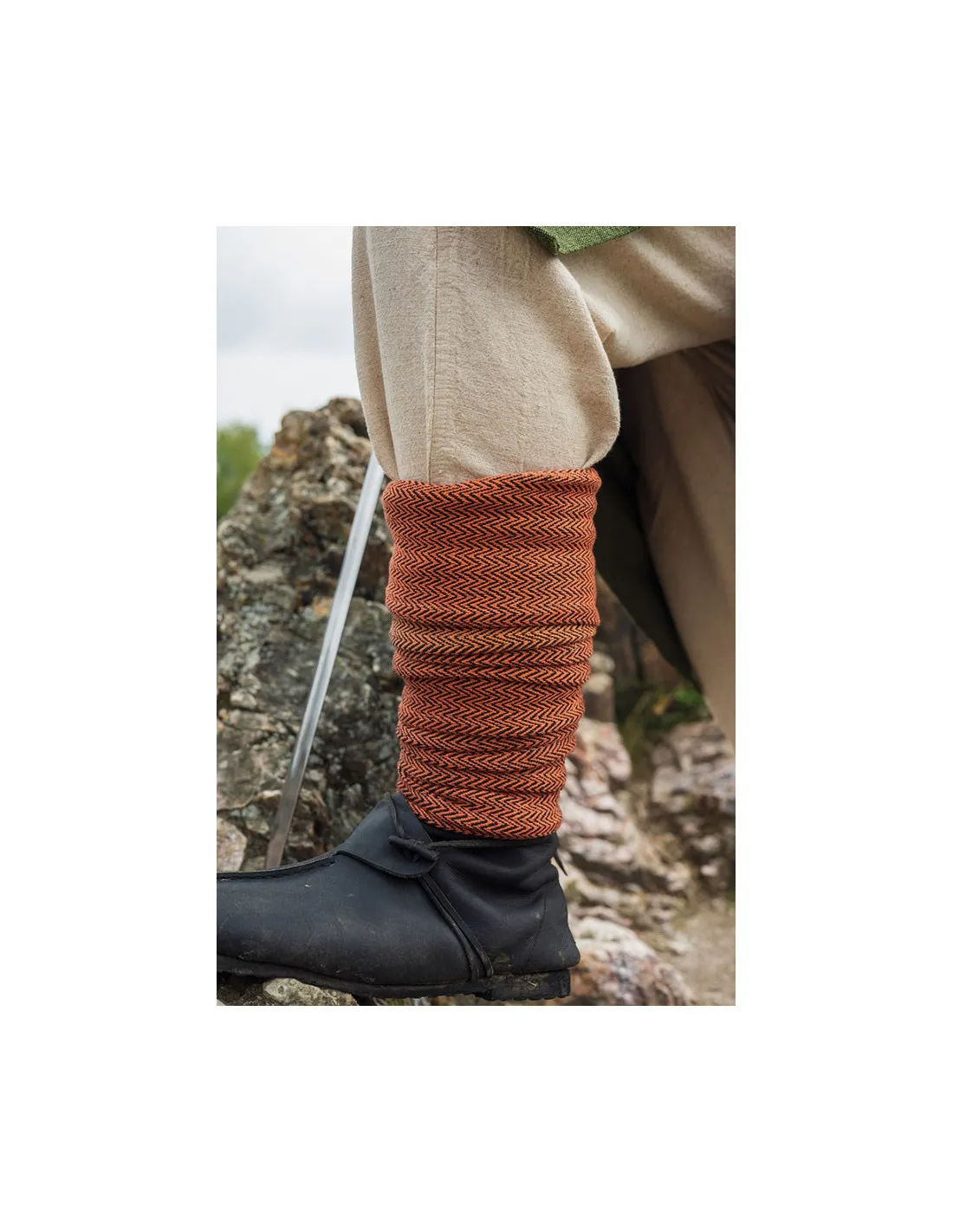 Chaussettes filetées Sindri avec motif Espina, couleur orange ⚔️ Boutique Épées