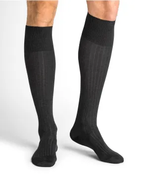 Chaussettes Hautes Fil d'Écosse à côtes  Anthracite - Bleuforêt