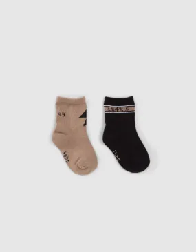 Chaussettes noires et beiges bébé garçon