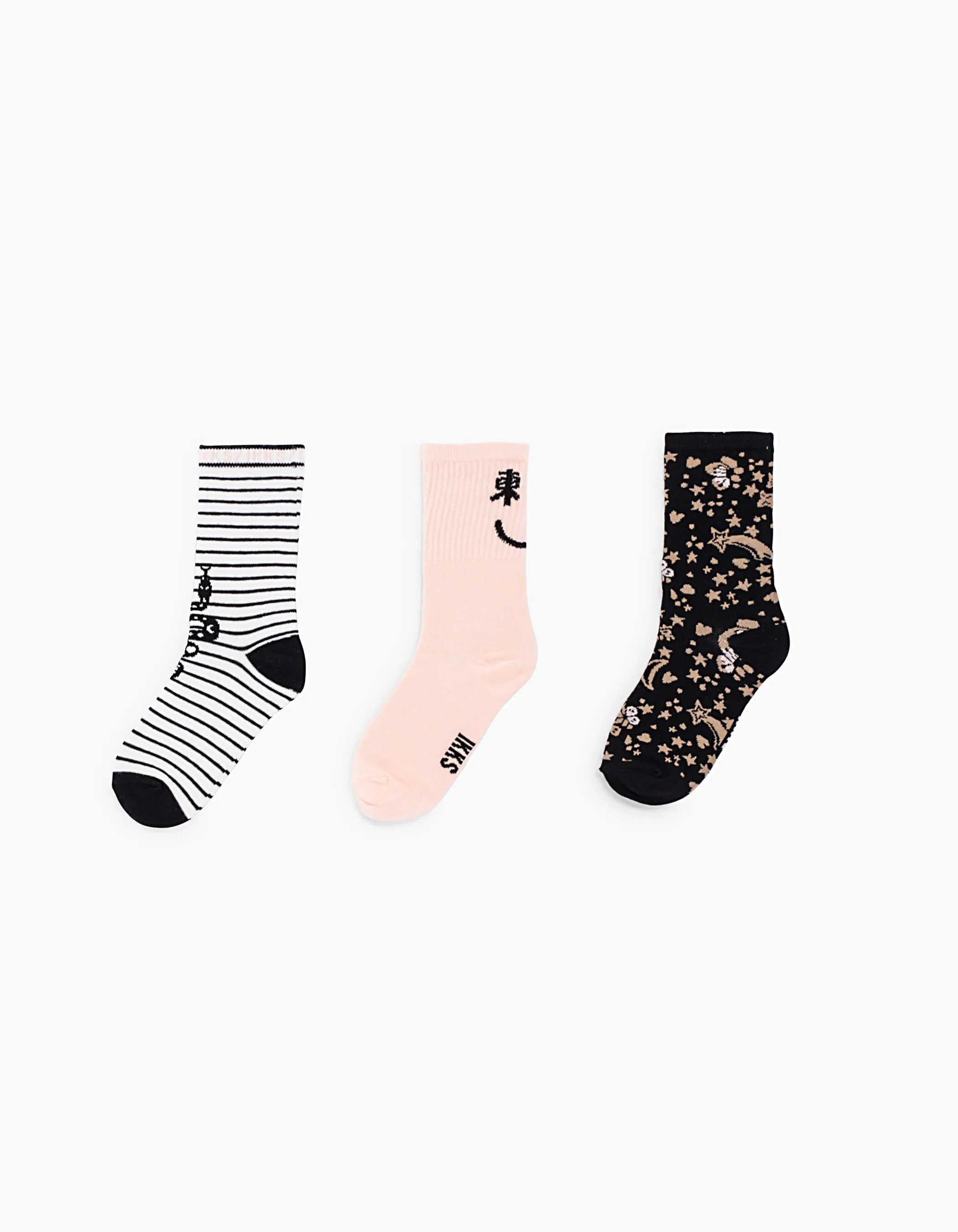 Chaussettes roses, noires et blanches fille