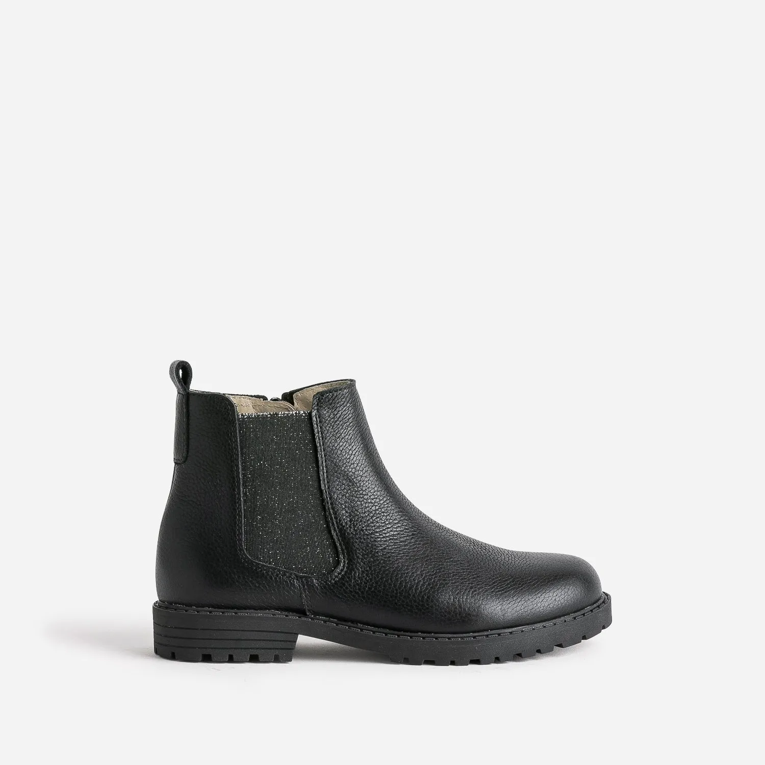 Chelsea boots BUGGY noir en cuir semelle crantée - Boots Enfant | ERAM