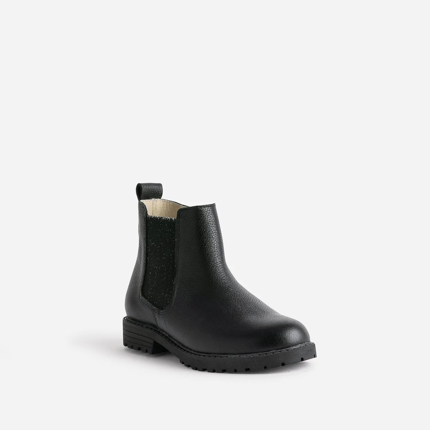 Chelsea boots BUGGY noir en cuir semelle crantée - Boots Enfant | ERAM