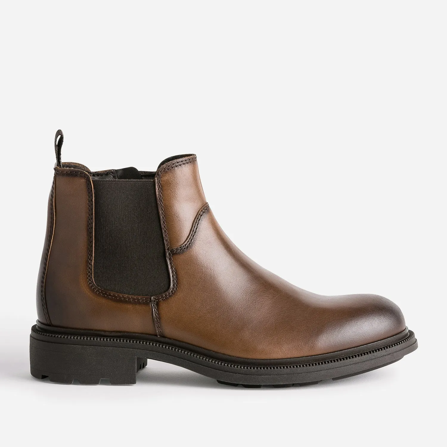 Chelsea boots cognac en cuir avec découpes - Boots Homme | ERAM