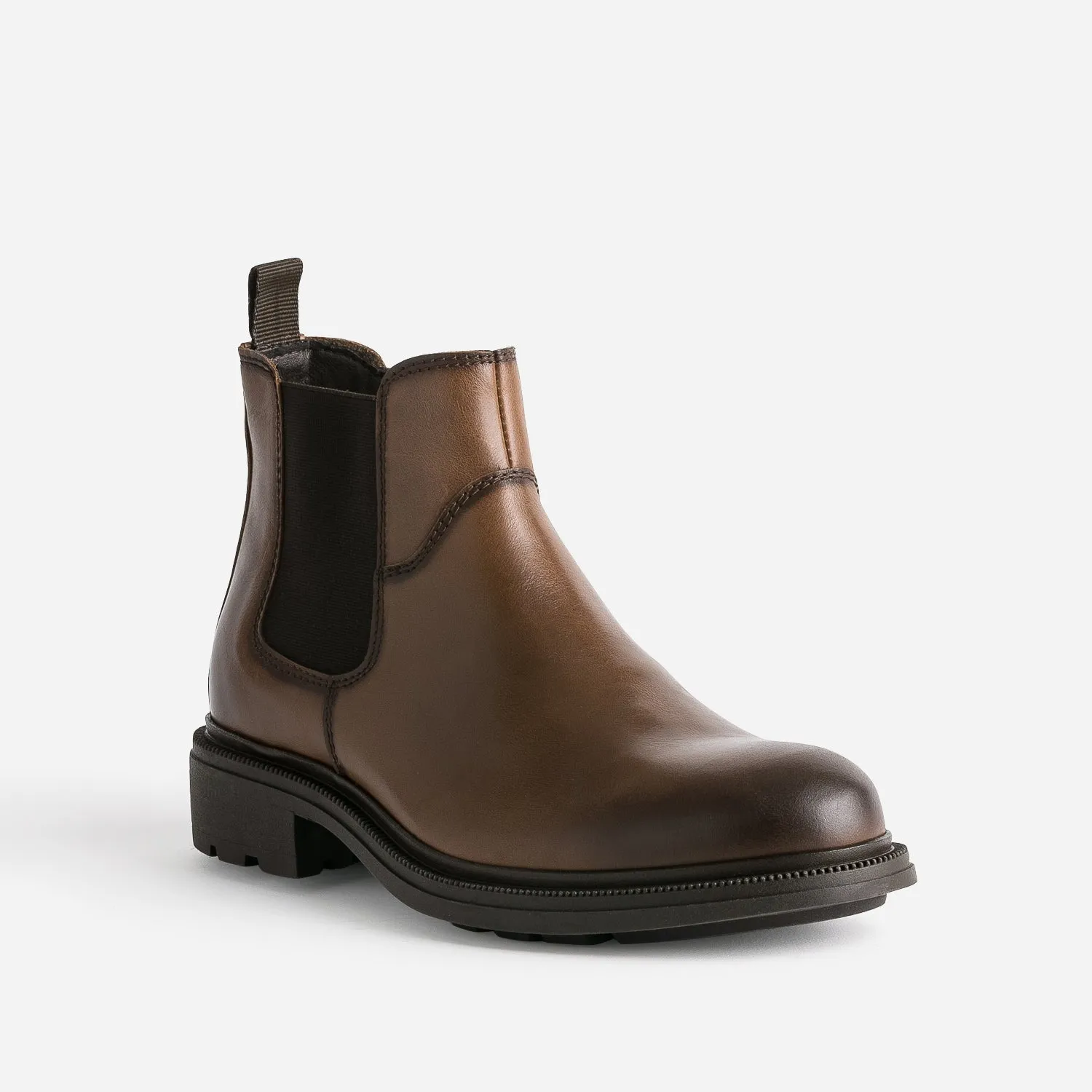 Chelsea boots cognac en cuir avec découpes - Boots Homme | ERAM