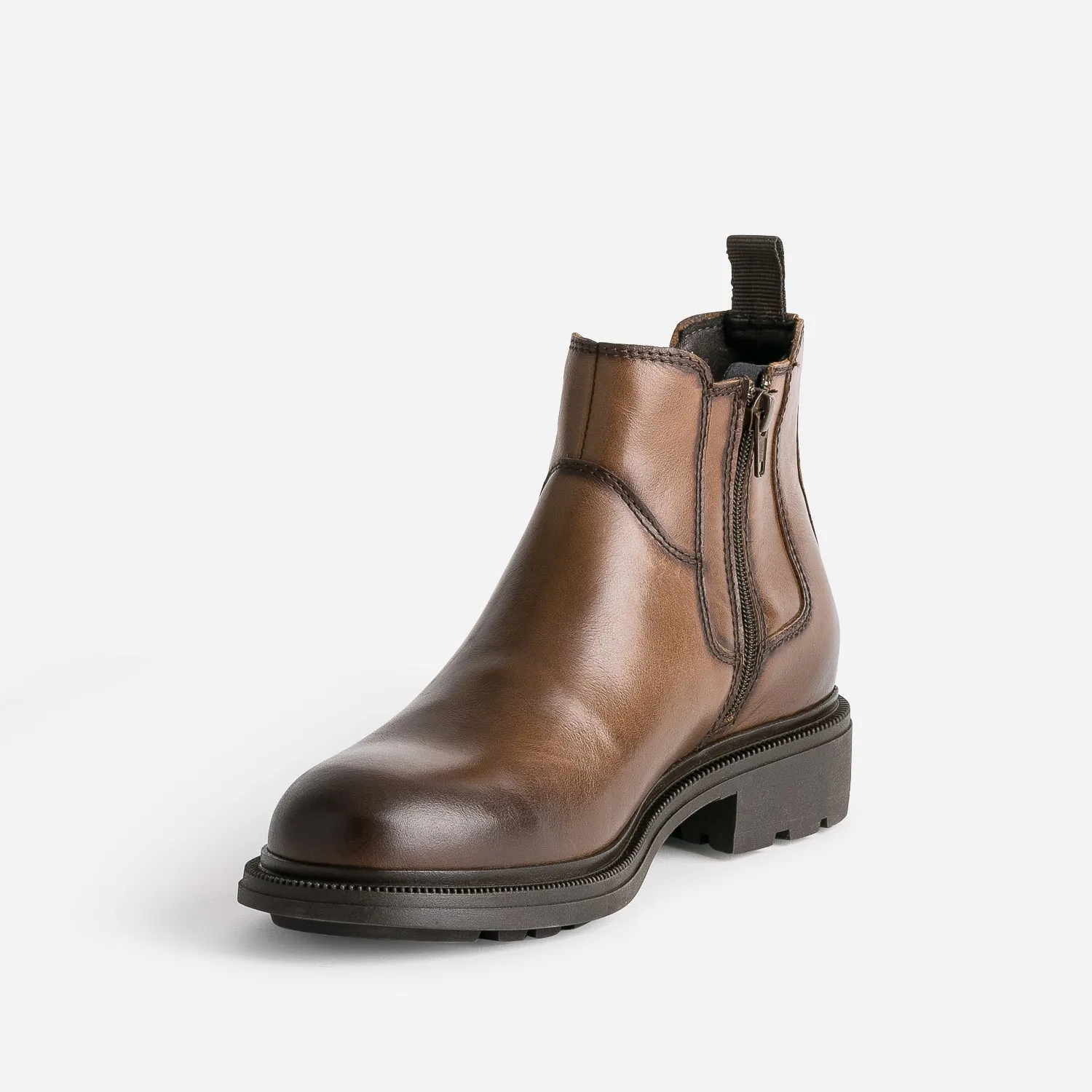 Chelsea boots cognac en cuir avec découpes - Boots Homme | ERAM