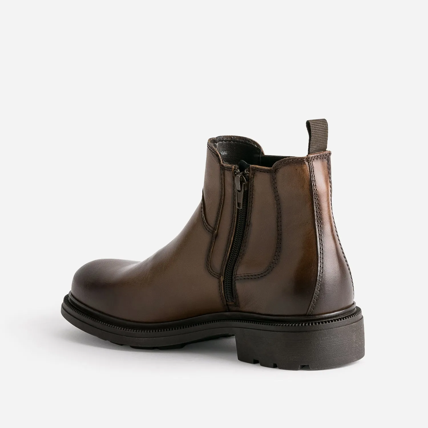 Chelsea boots cognac en cuir avec découpes - Boots Homme | ERAM