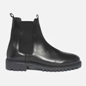 Chelsea boots noir en cuir à semelle crantée - Boots Homme | ERAM