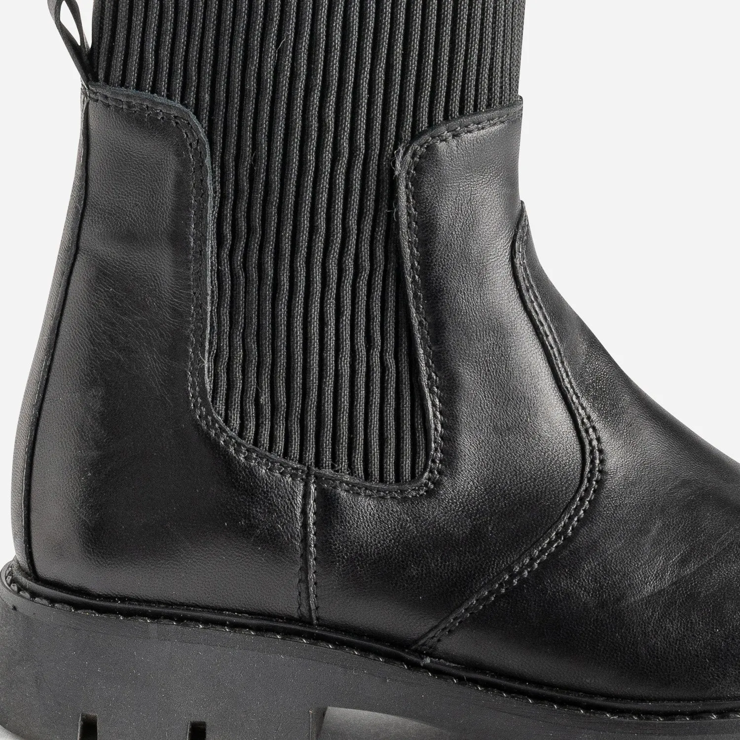 Chelsea boots éco-conçu BUGGY noir cuir tige élastiquée - Boots Enfant | ERAM