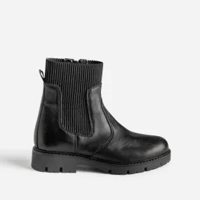 Chelsea boots éco-conçu BUGGY noir cuir tige élastiquée - Boots Enfant | ERAM