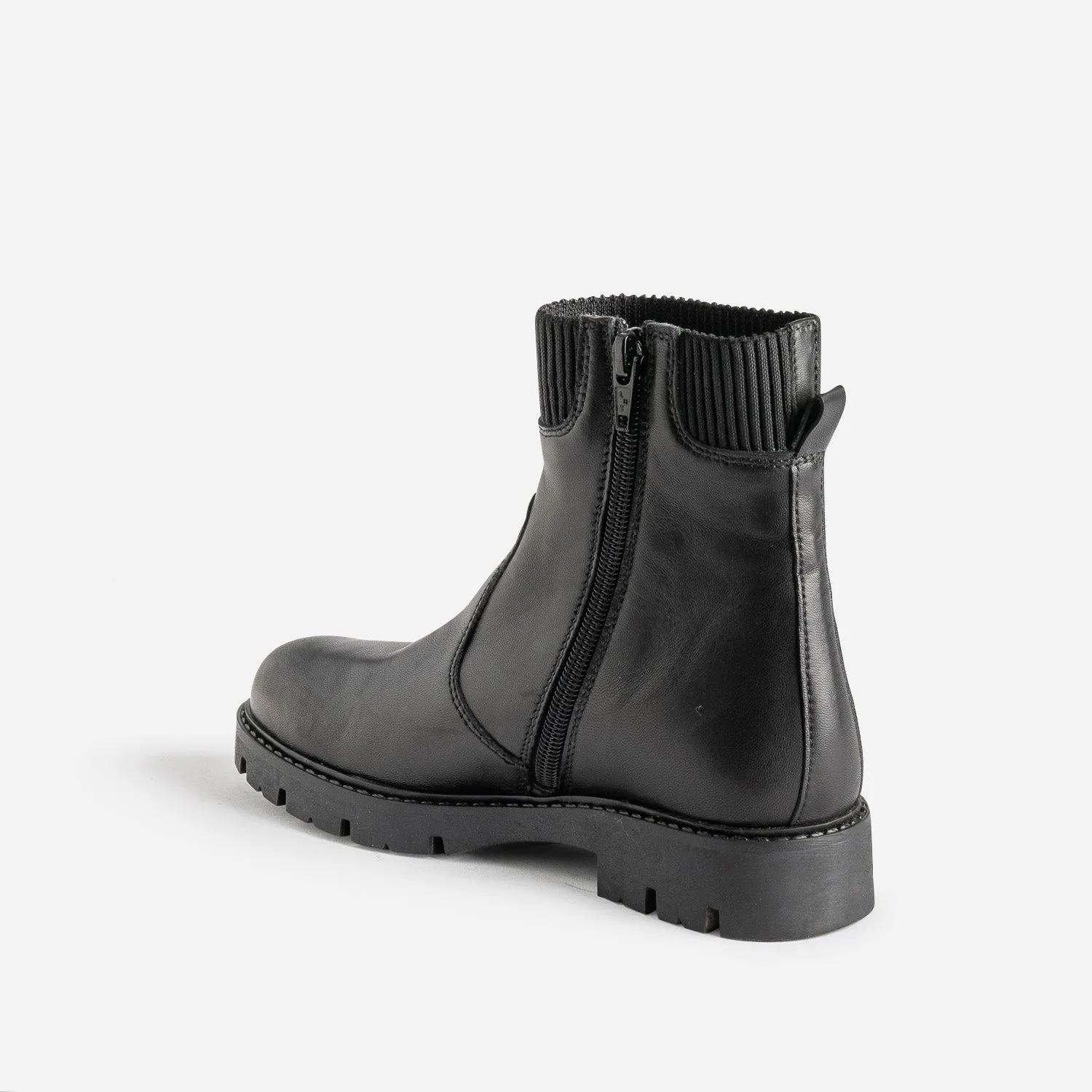 Chelsea boots éco-conçu BUGGY noir cuir tige élastiquée - Boots Enfant | ERAM