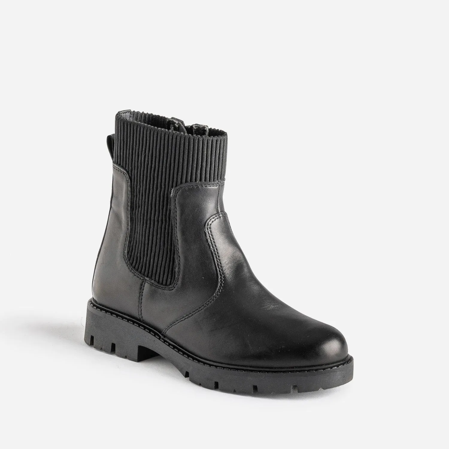 Chelsea boots éco-conçu BUGGY noir cuir tige élastiquée - Boots Enfant | ERAM