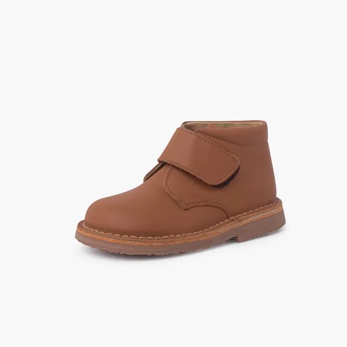 Chukka Boots en Cuir pour l’école avec Fermeture à scratch