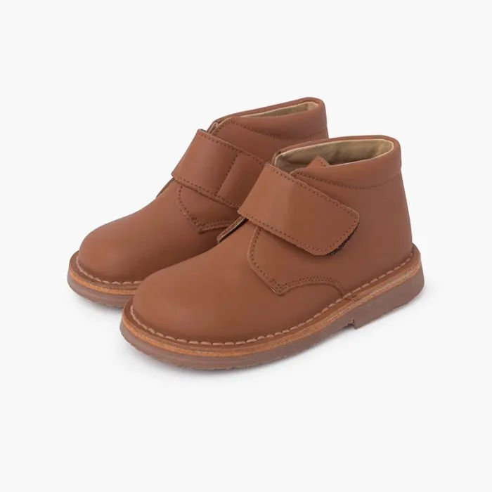 Chukka Boots en Cuir pour l’école avec Fermeture à scratch