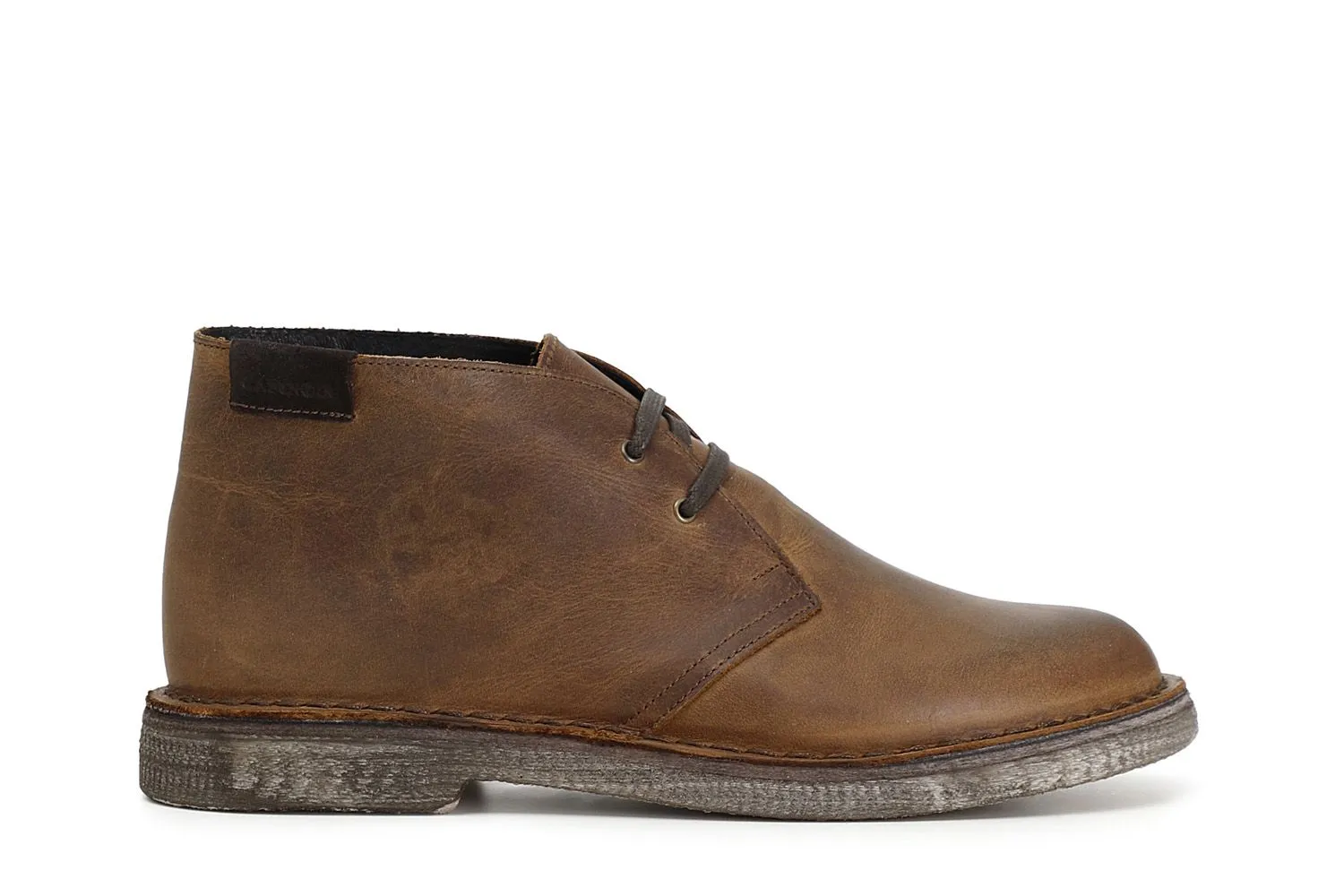 desert boots à lacets en cuir, empeigne cousue à la semelle - CafèNoir