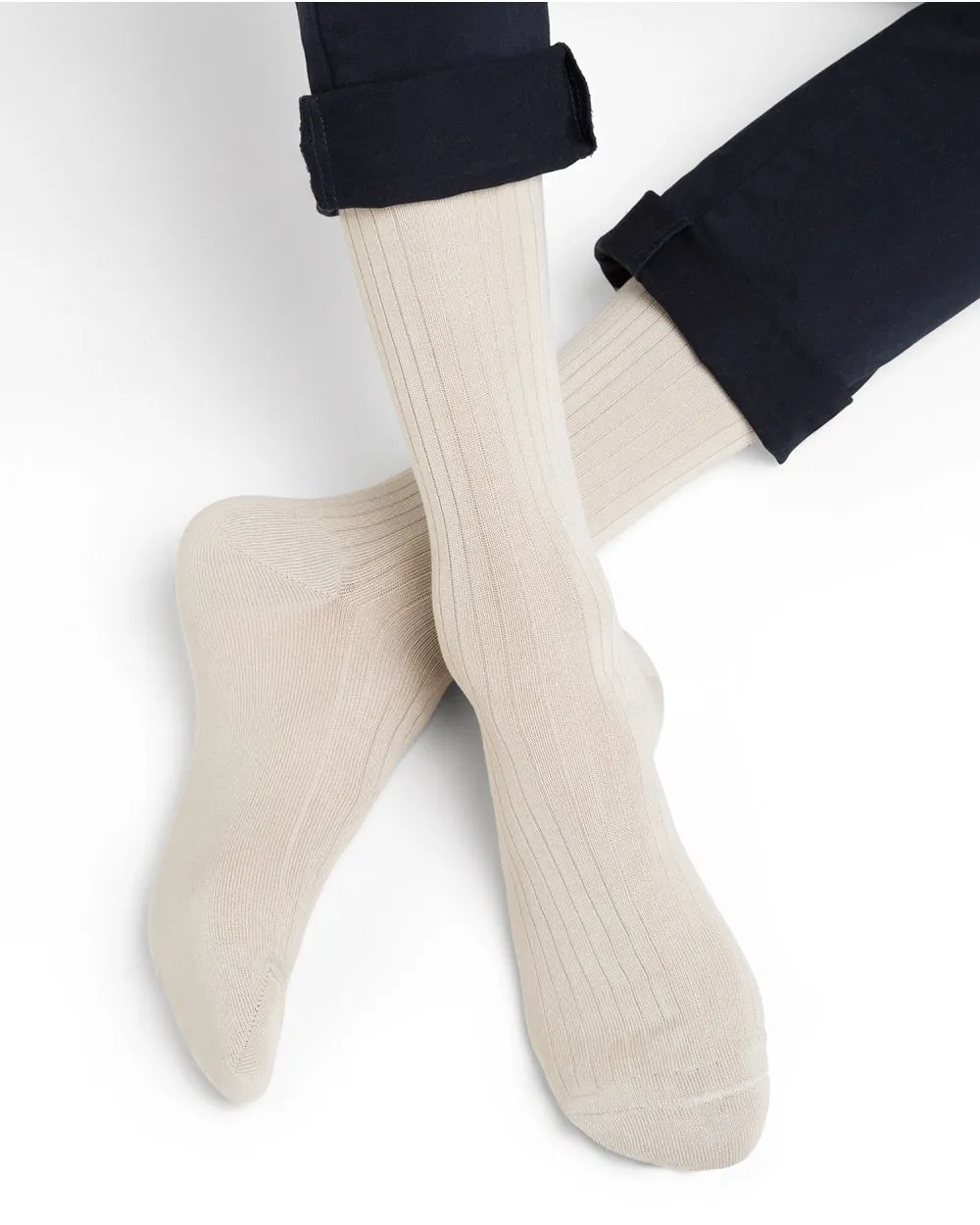 Duo Chaussettes Fil d'Écosse Non Comprimantes Crème - Bleuforêt