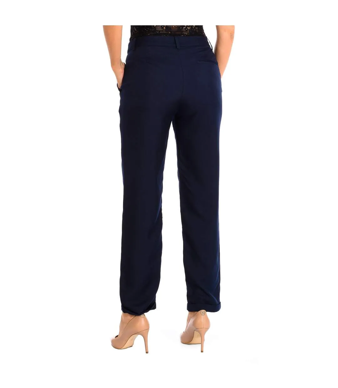 Elegant long trousers with belt loops 8895 women