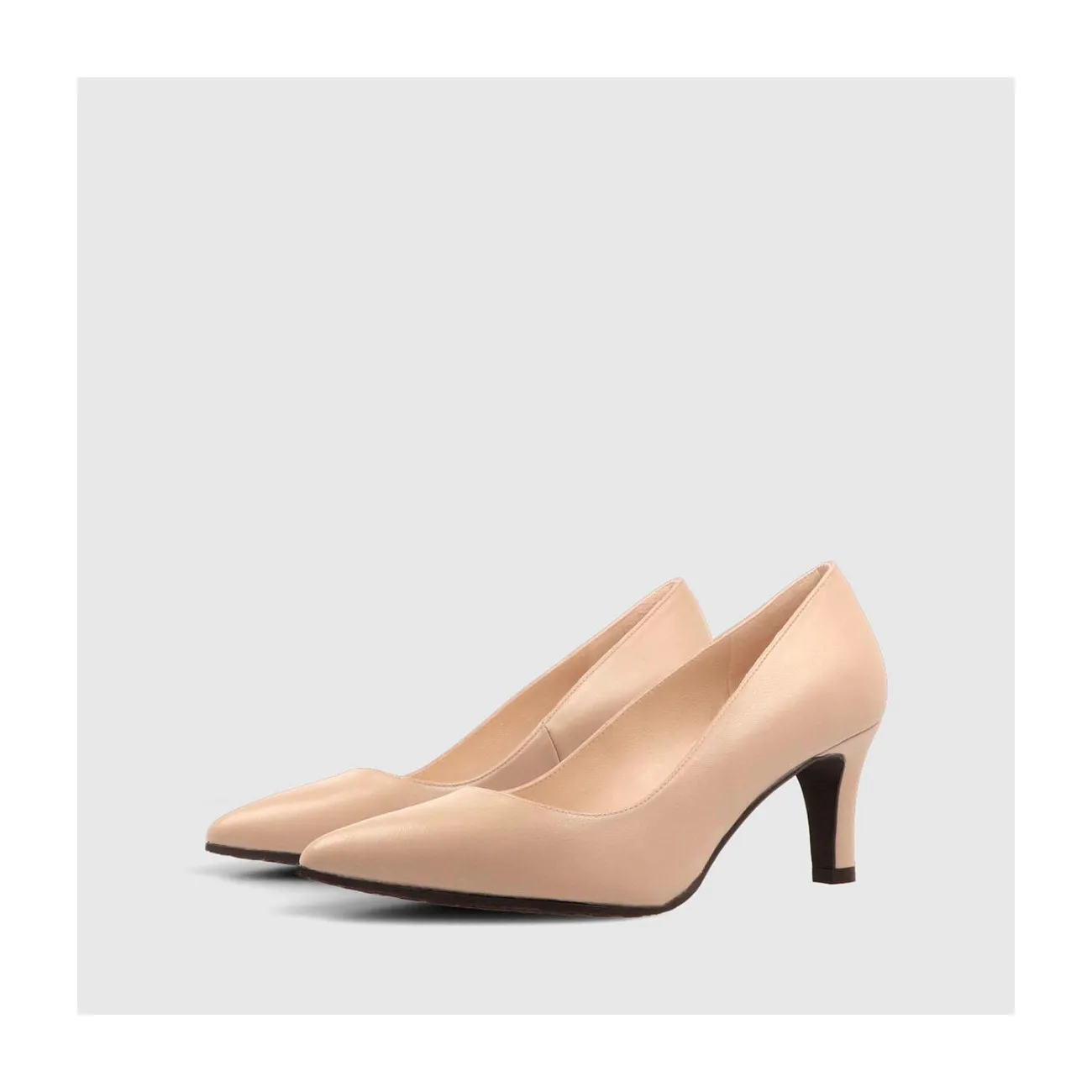 Escarpin Maide-GO à talon moyen en cuir lisse de couleur nude | Chaussures femme LODI en ligne