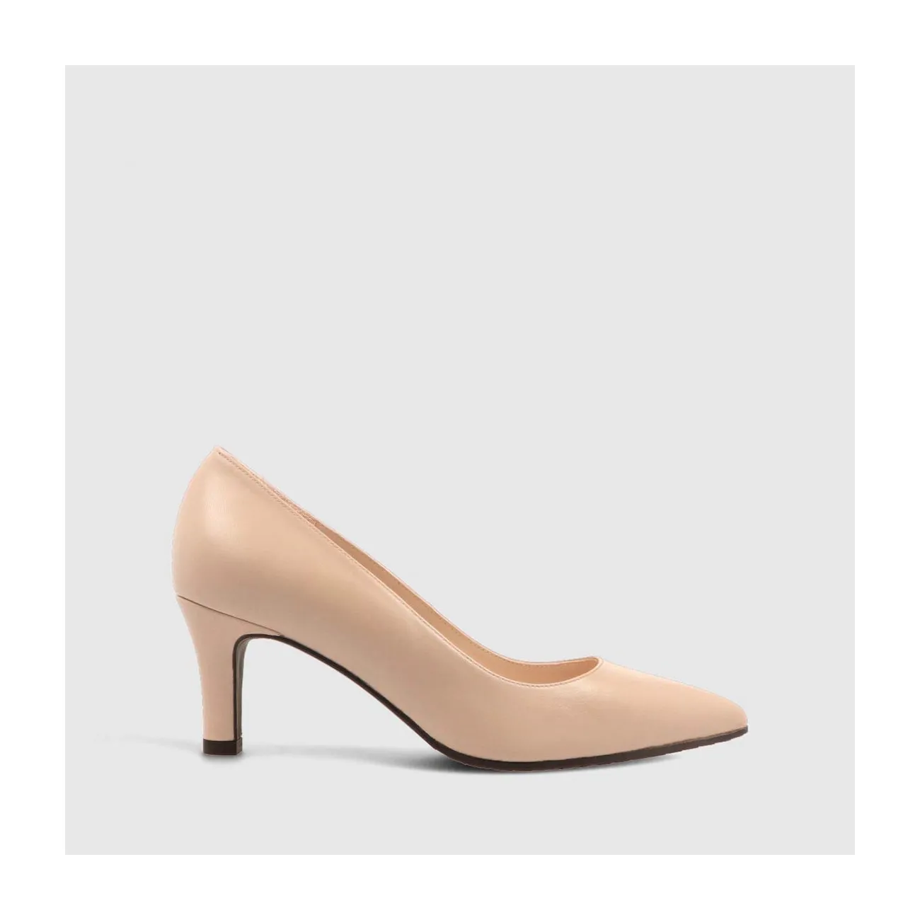 Escarpin Maide-GO à talon moyen en cuir lisse de couleur nude | Chaussures femme LODI en ligne