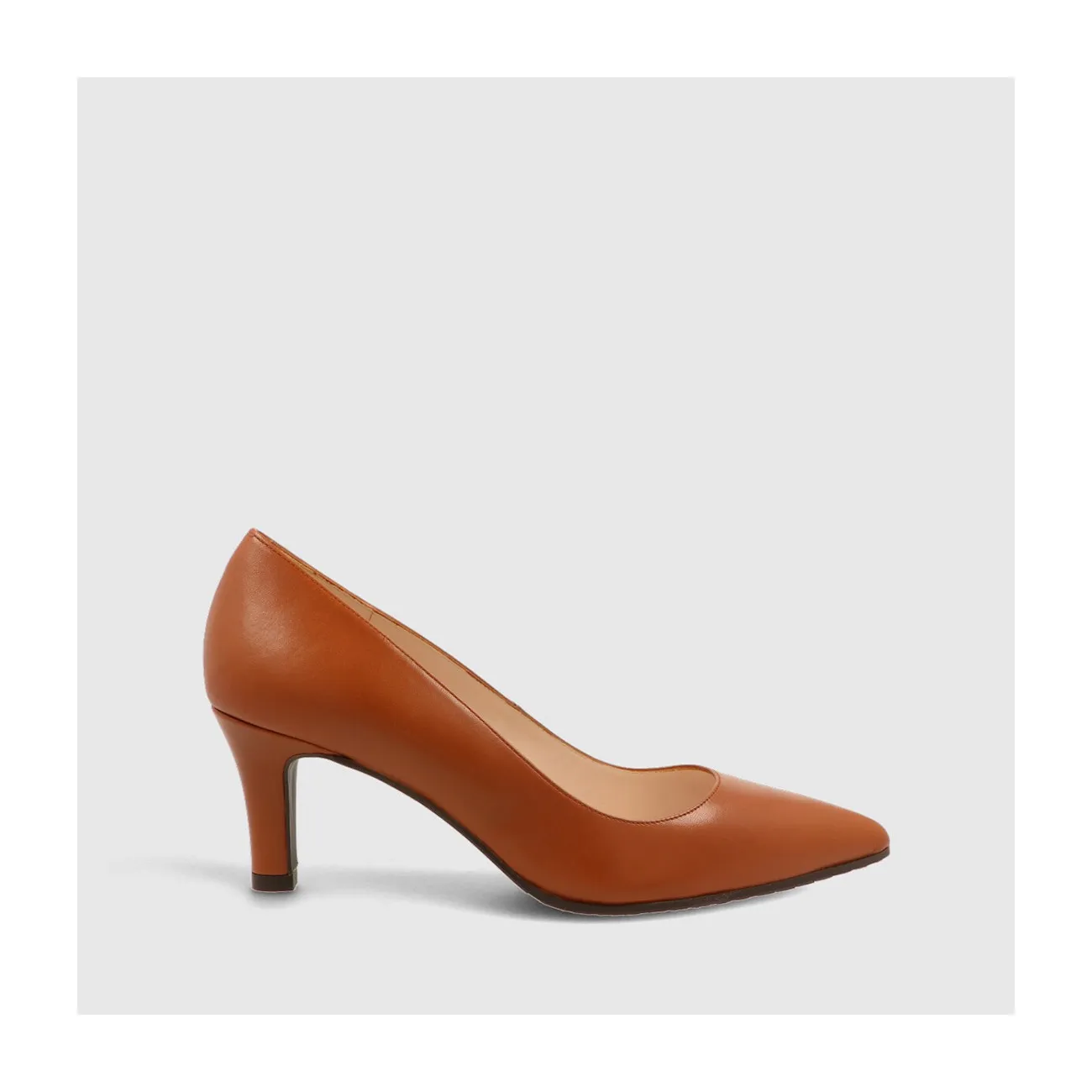 Escarpin Maide-GO à talon moyen en cuir lisse marron | Chaussures femme LODI en ligne