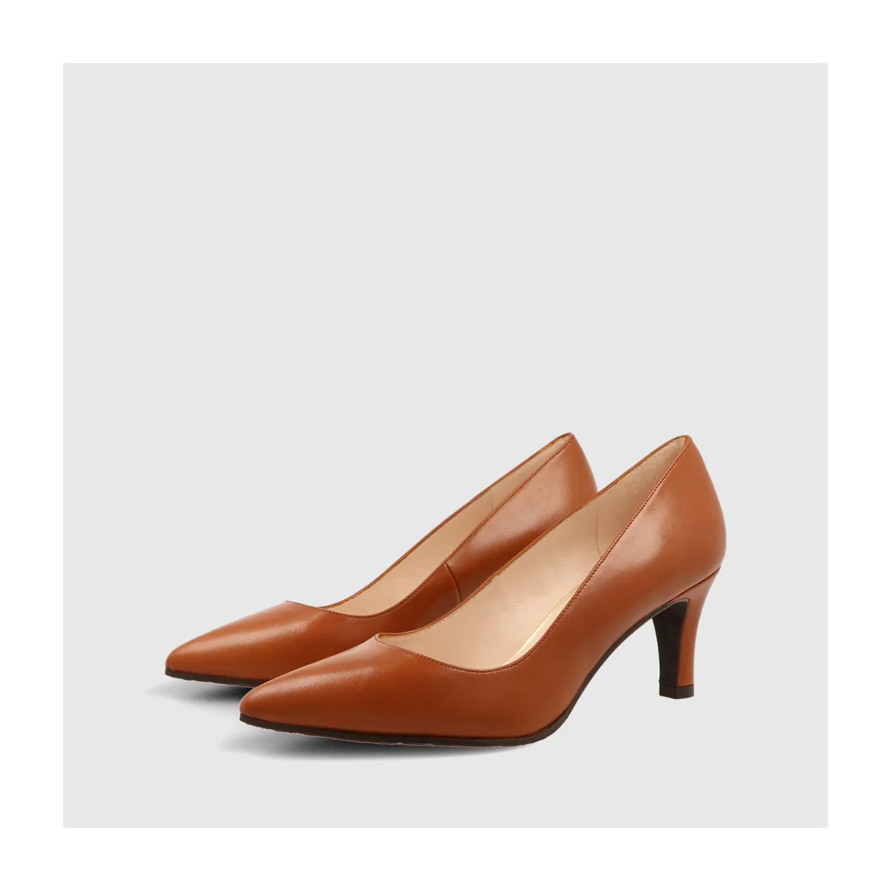 Escarpin Maide-GO à talon moyen en cuir lisse marron | Chaussures femme LODI en ligne