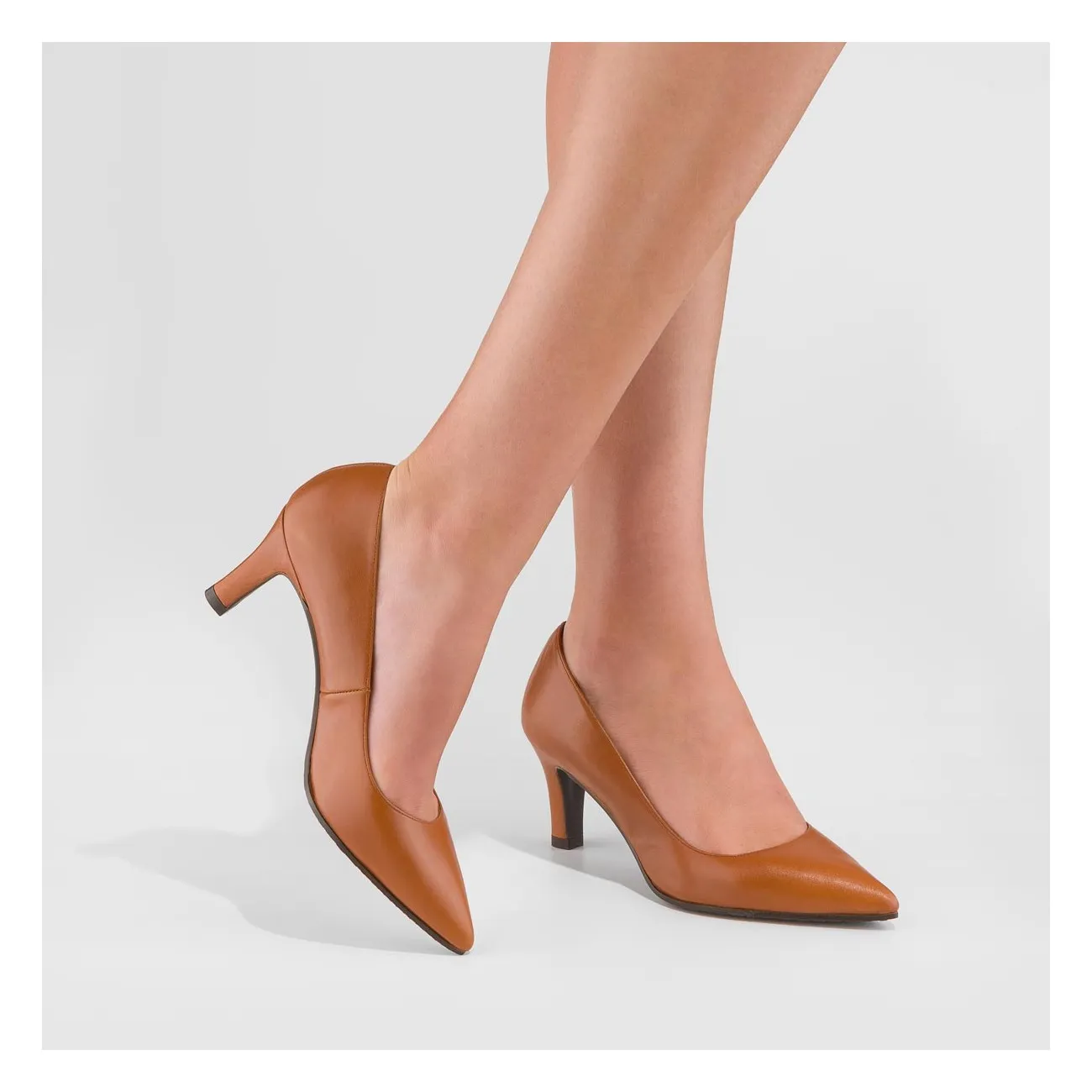 Escarpin Maide-GO à talon moyen en cuir lisse marron | Chaussures femme LODI en ligne